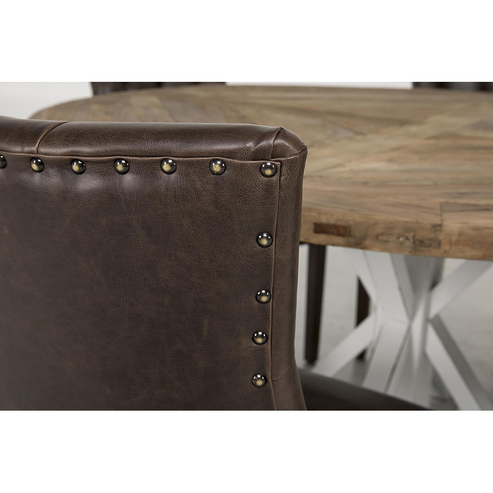 Matgrupp Manor House Lyon Runt Matbord Ø150 cm & 6 Tuva Stolar Trä/Brun Almträ