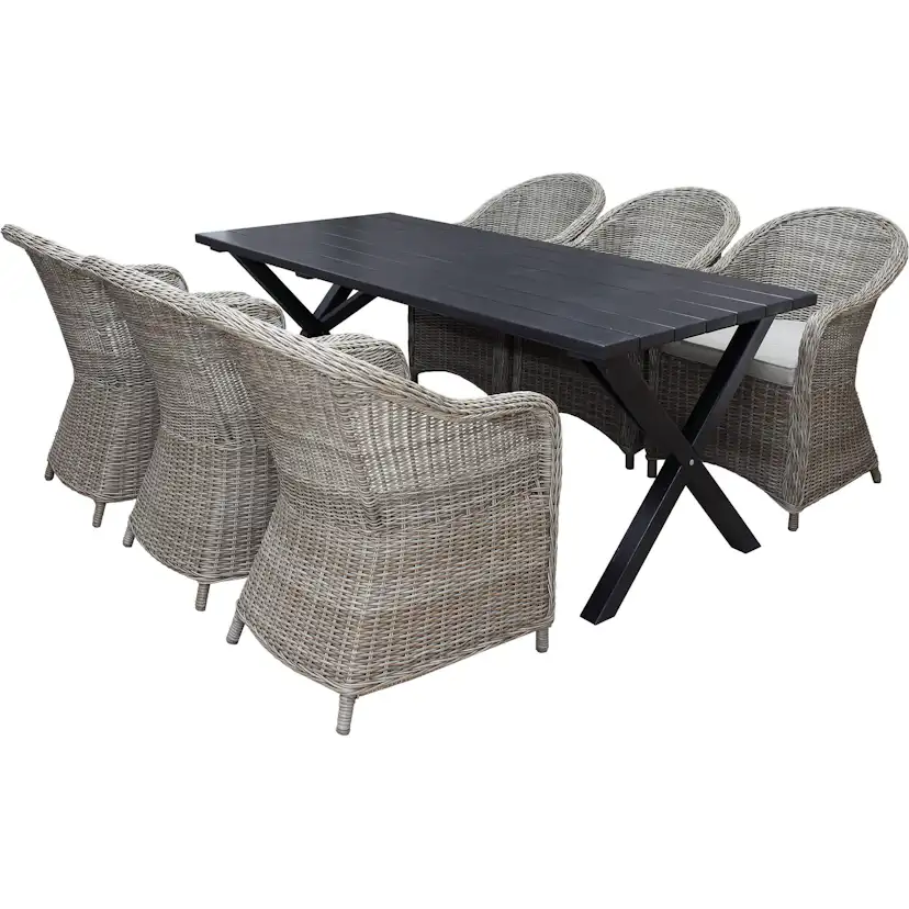 Matgrupp Utomhus Baltic Garden 190 cm bord & 6 Belize naturfärgade stolar