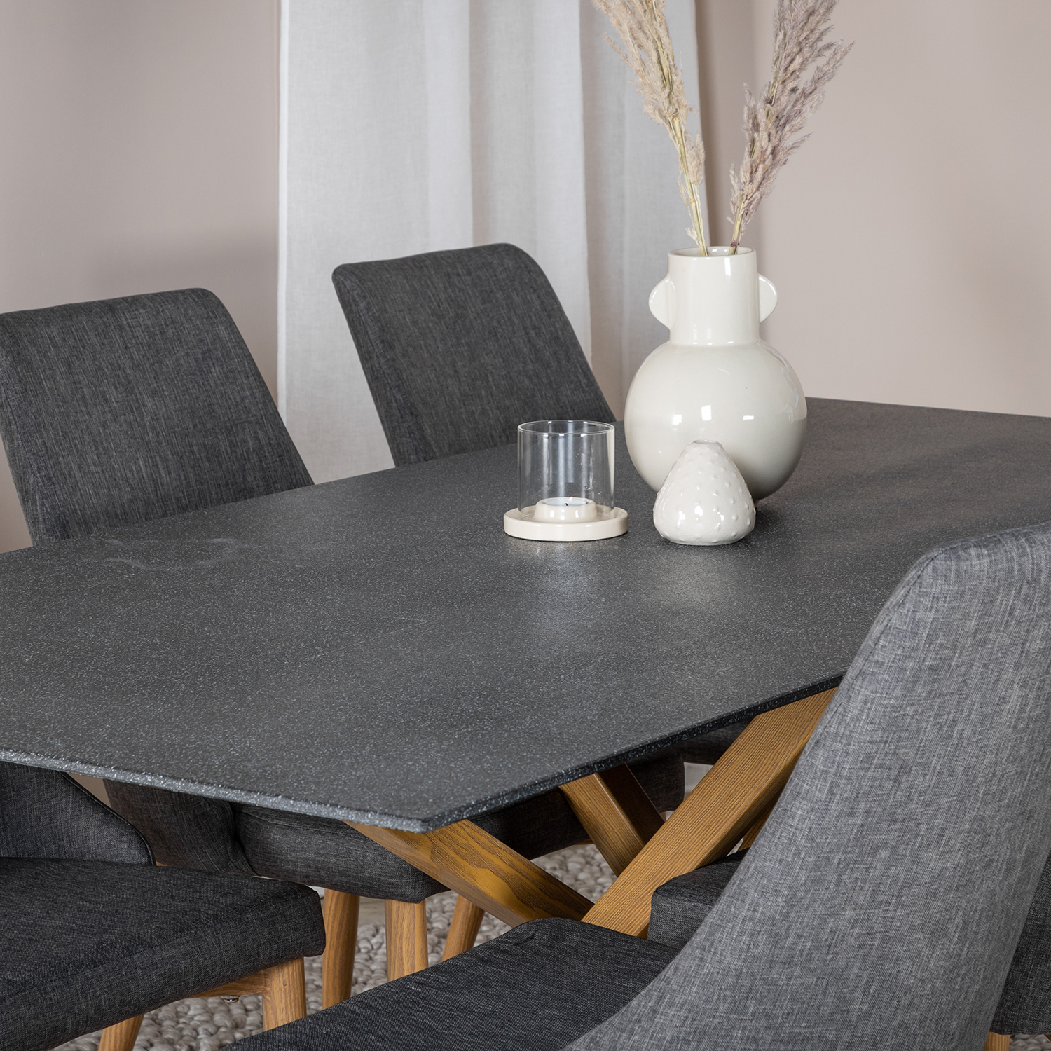 Piazza Dining Table 180x90 cm+Leone Dining Chair Grå/Ek