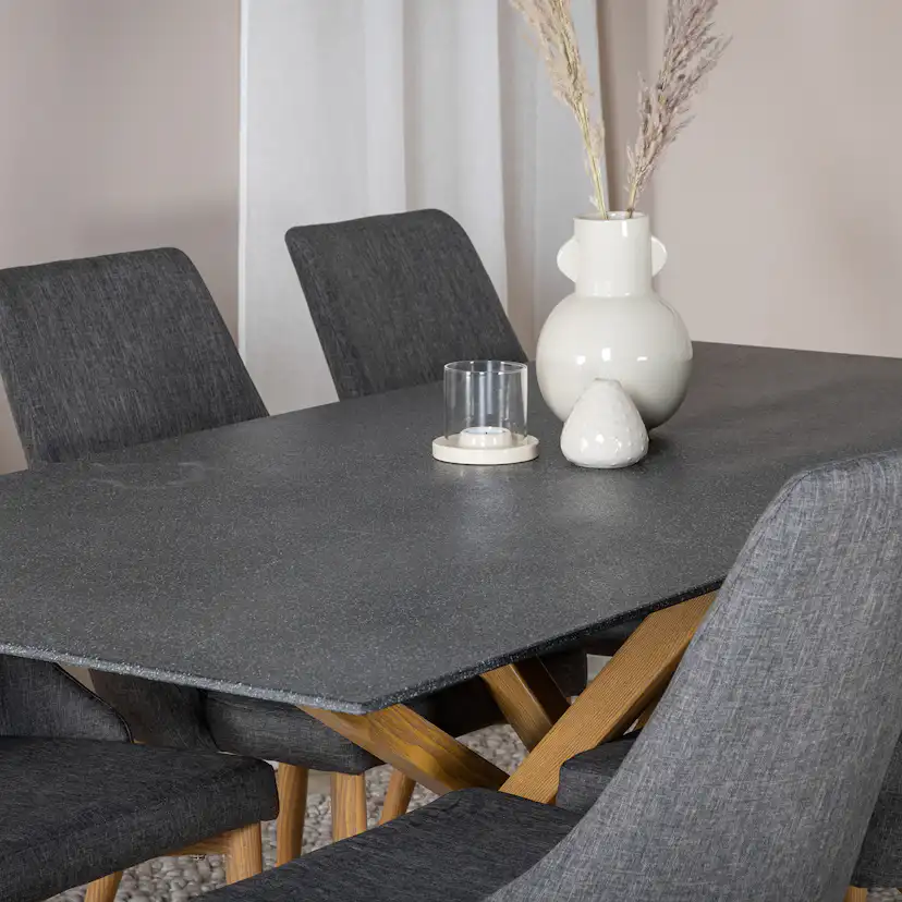 Piazza Dining Table 180x90 cm+Leone Dining Chair Grå/Ek