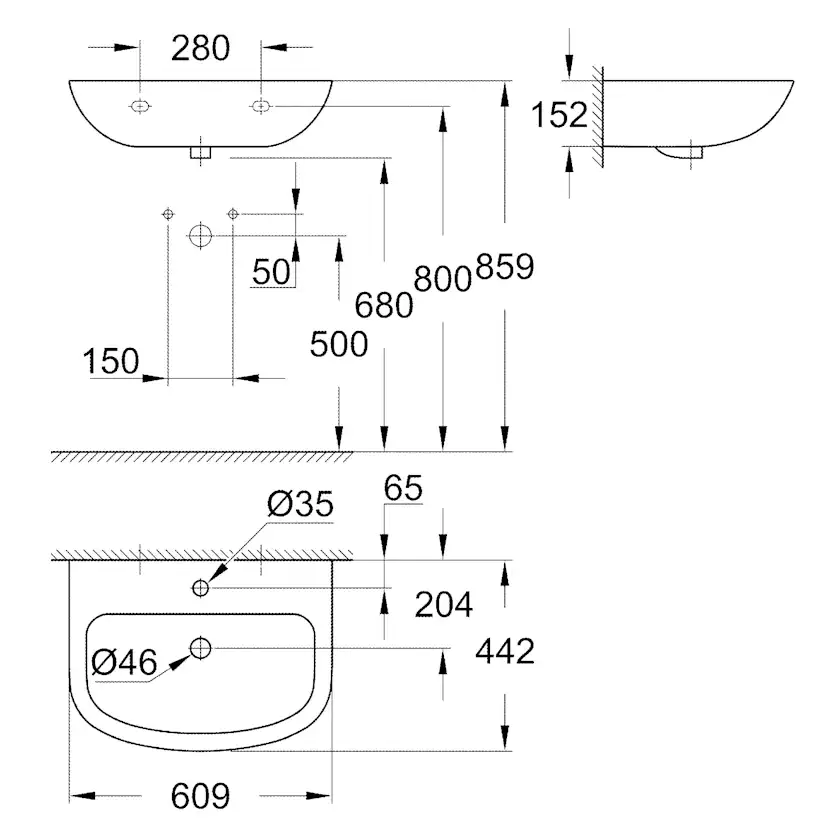 Tvättställ Grohe Bau Ceramic 39421 60 cm