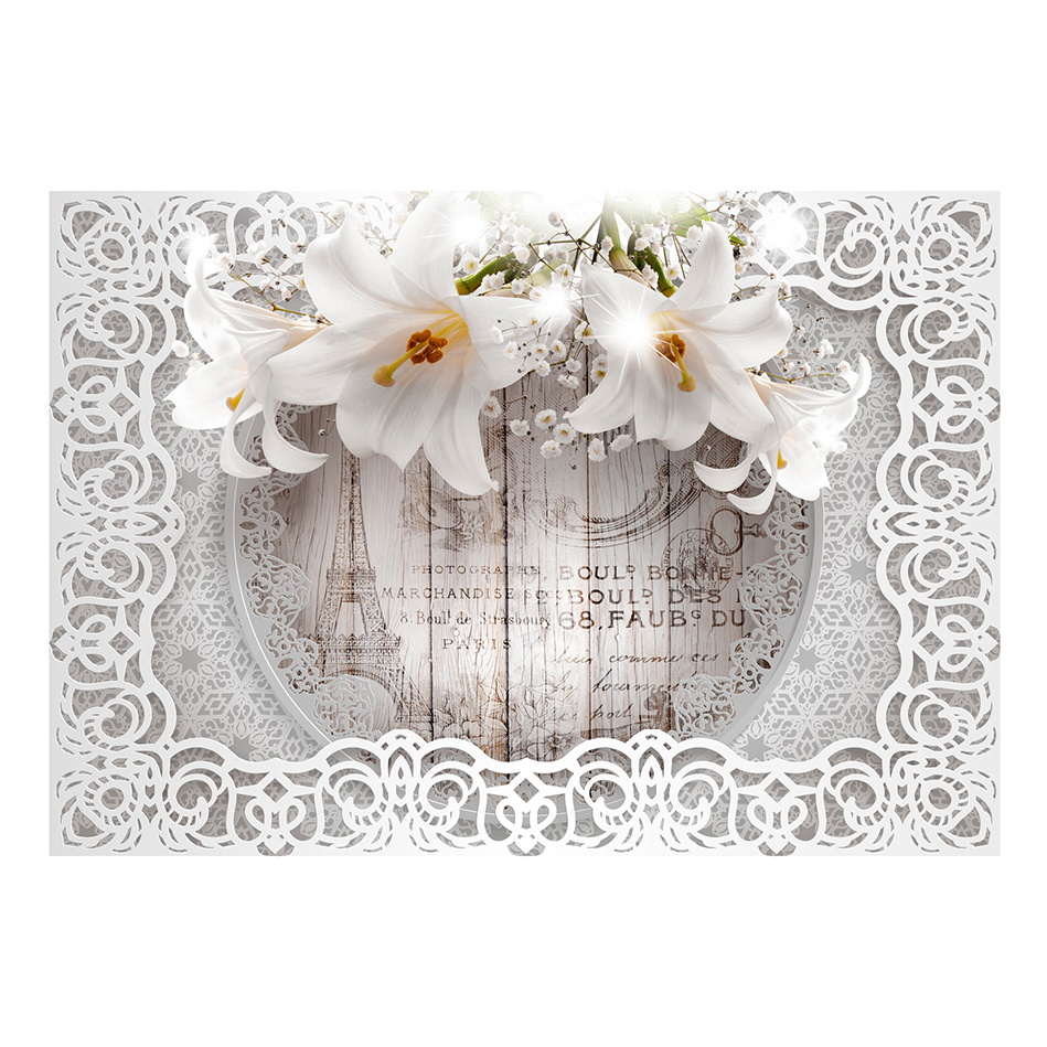 Lilies and Wooden Background 400x280 Storlek: 400x280 cm