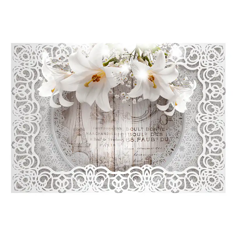 Lilies and Wooden Background 400x280 Storlek: 400x280 cm