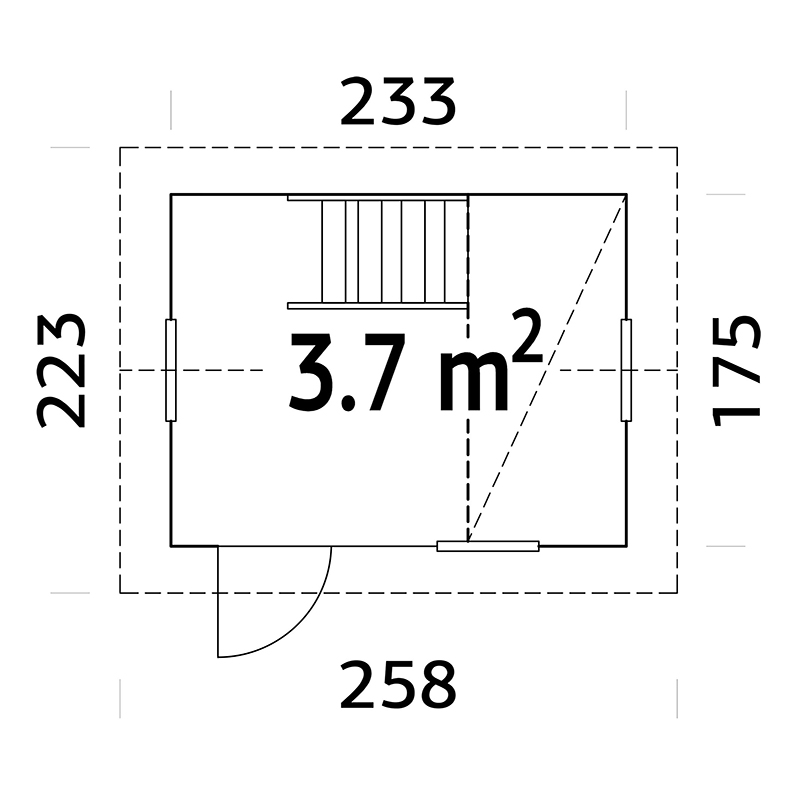 Lekstuga Palmako Grete 3,7 m² Trästuga med Sadeltak