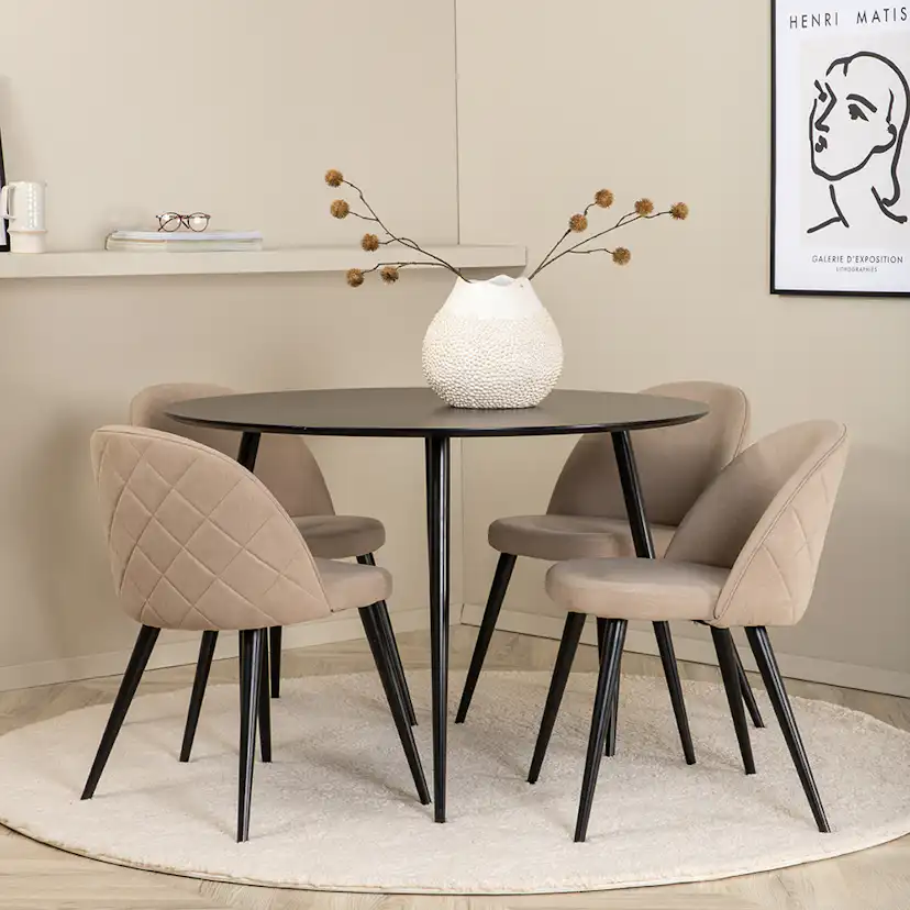 Matgrupp Venture Home Silvia med 4 Valentina Stitcthes Stolar Polyesterlinen