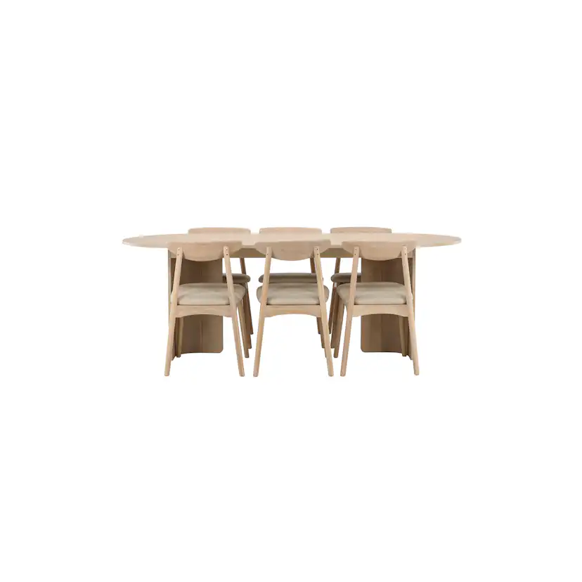 Tyresö Table 100x220 cm - Whitewash with Ven Chair - Whitewa Whitewash/Whitewash