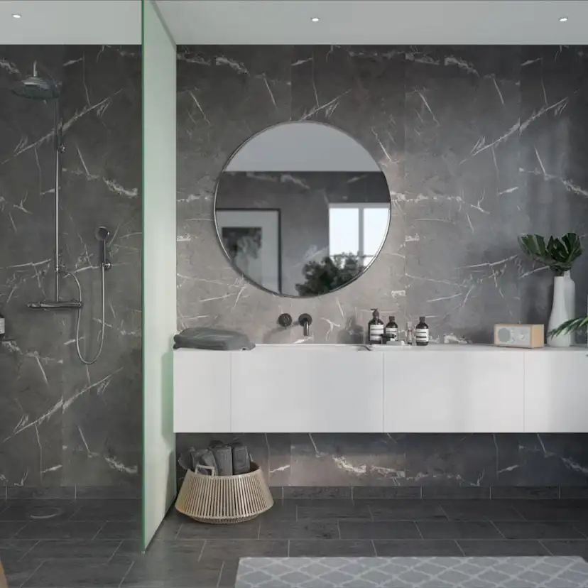 Våtrumsskiva Fibo Black Marble 2272-M00 S