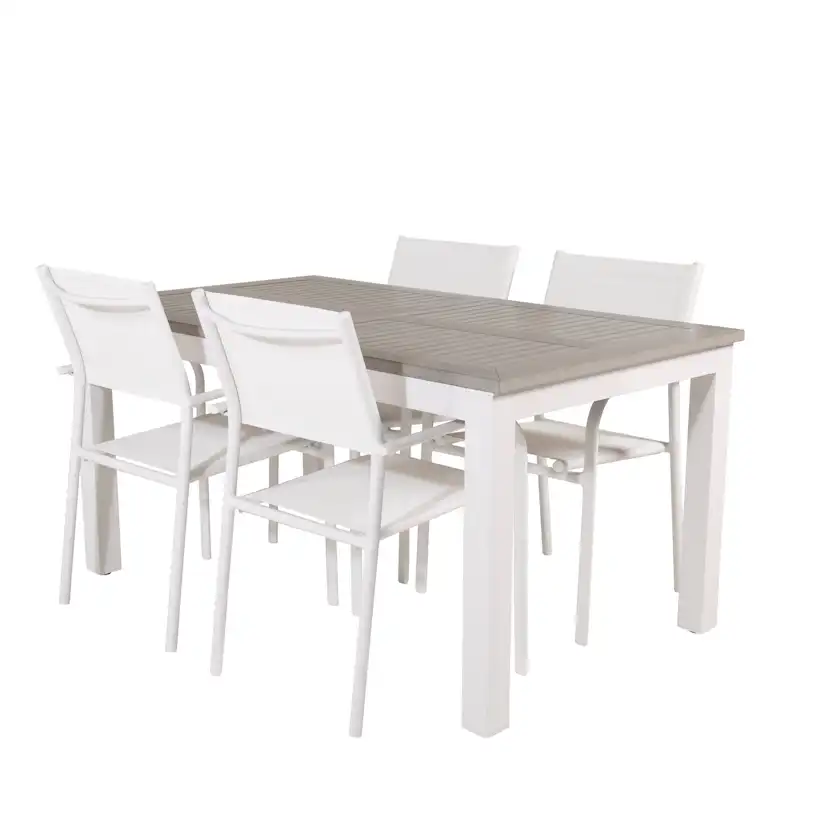 Albany Dining Table 152/210*90 - White Alu / Grey Aintwood+S Vit/Grå