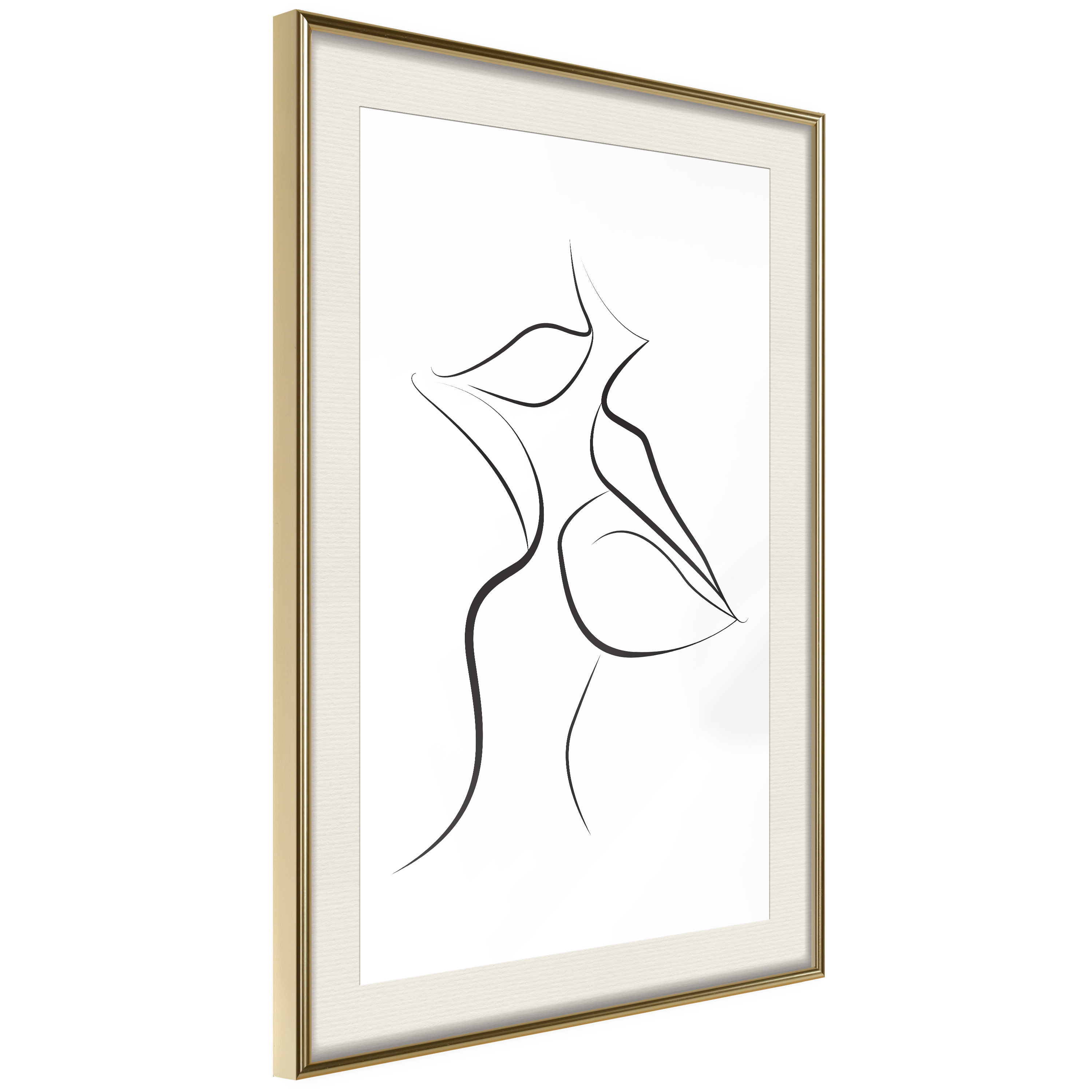 Affisch - First Kiss [Poster] 40x60 Guld ram med passepartout, 40x60 cm