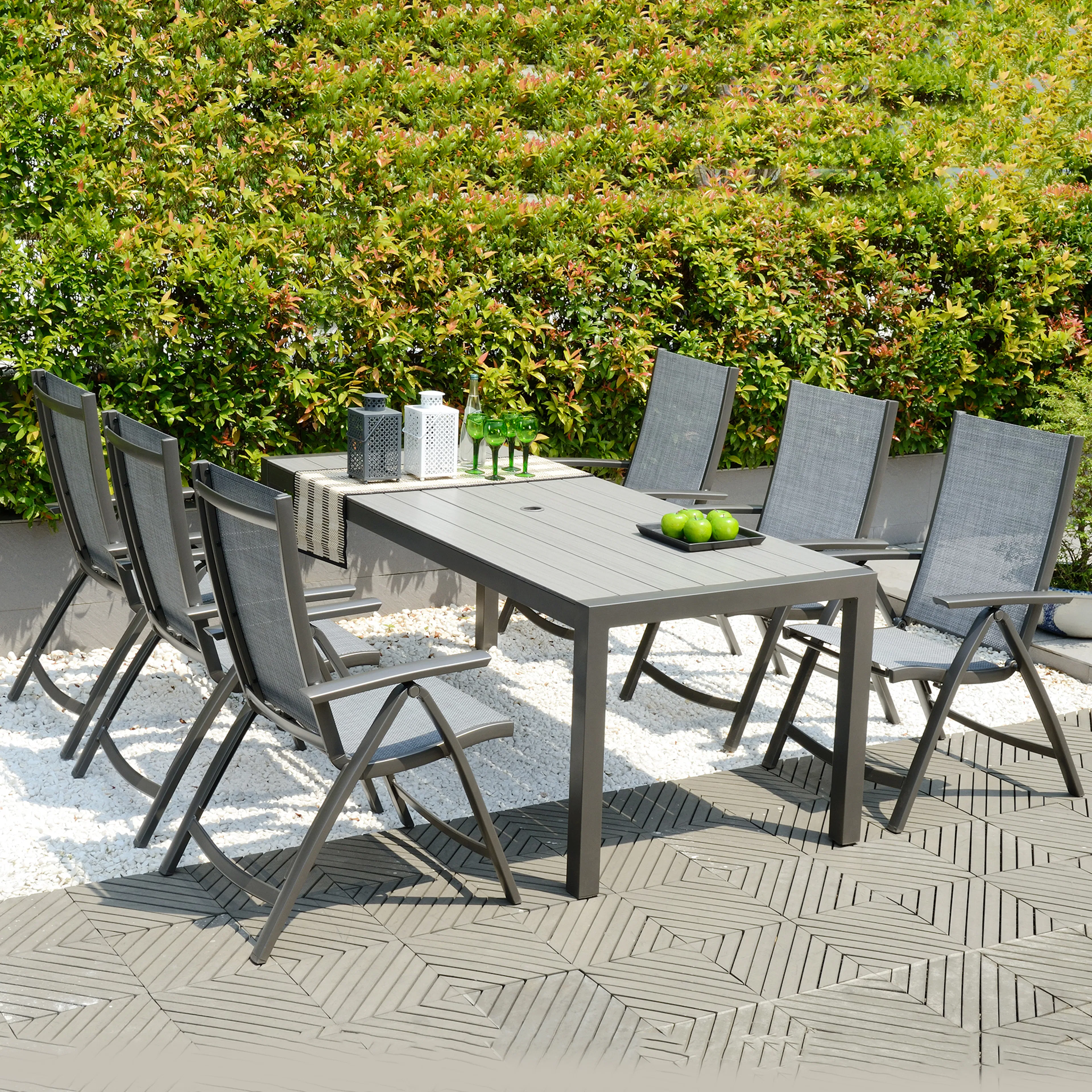 Matgrupp LifestyleGarden Solana med 6 Positionsstolar och 201 cm Bord