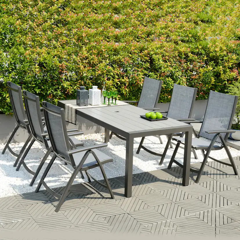 Matgrupp LifestyleGarden Solana med 6 Positionsstolar och 201 cm Bord