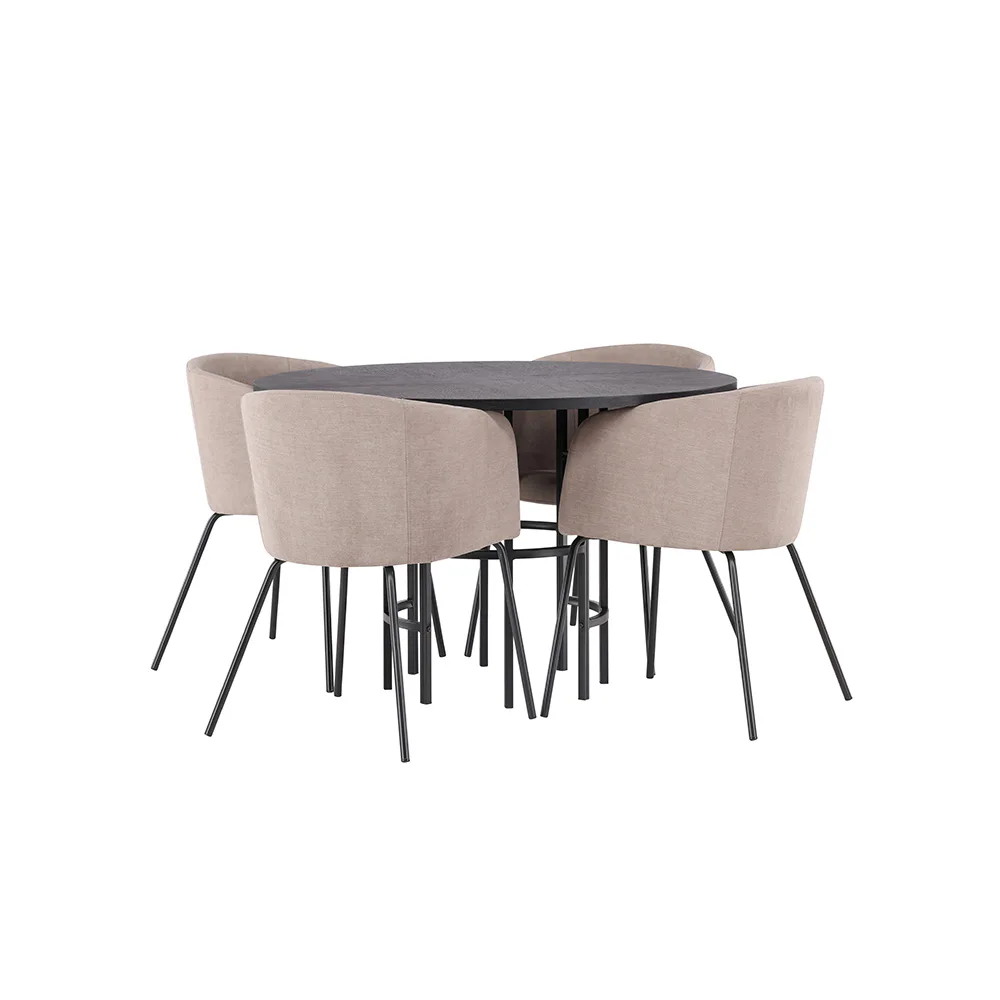 Copenhagen Dining Table - Black / Black Veneer +Berit Chair Svart/Beige