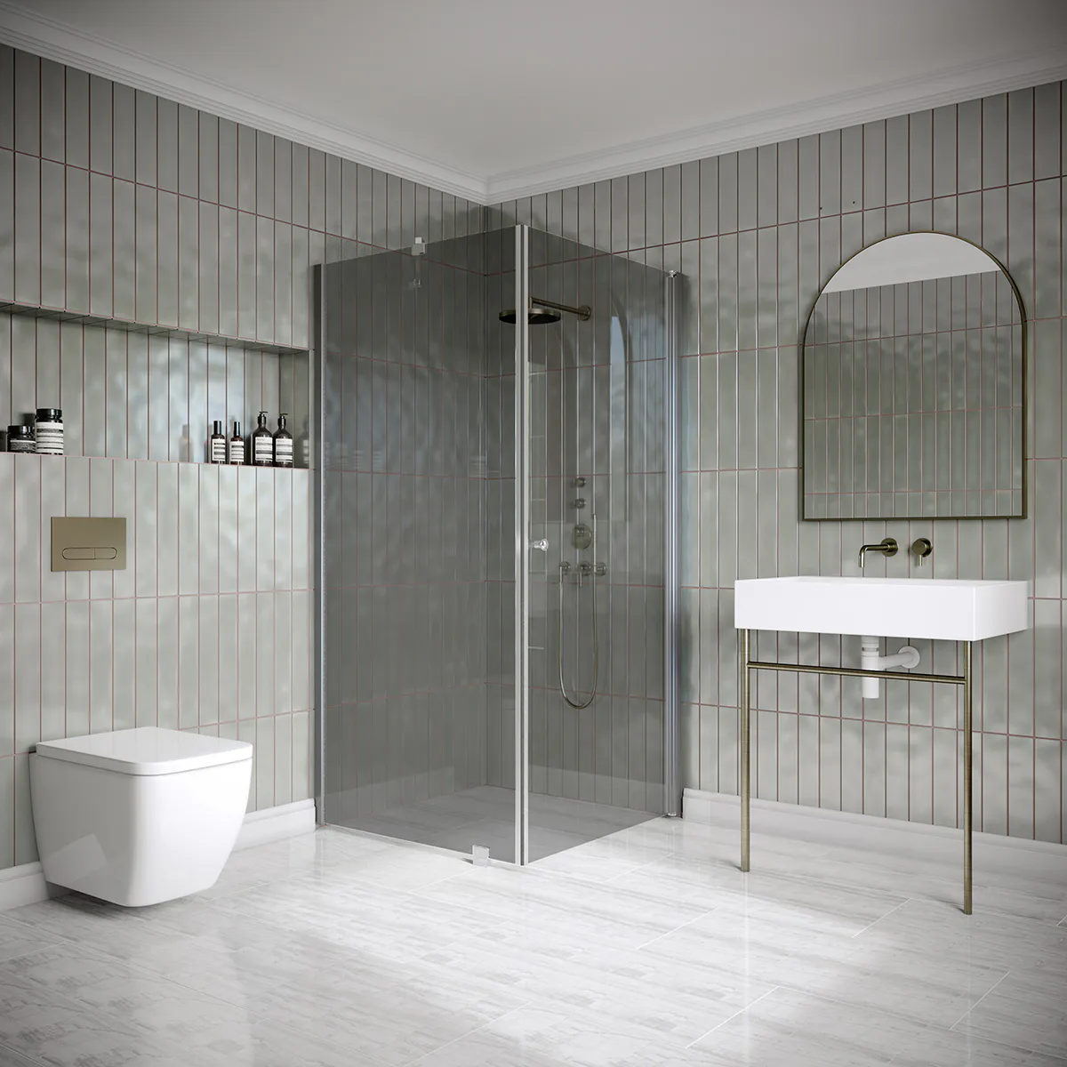 Hietakari Classic 146 902x905x1900 mm, Rökglas, Gråa profiler