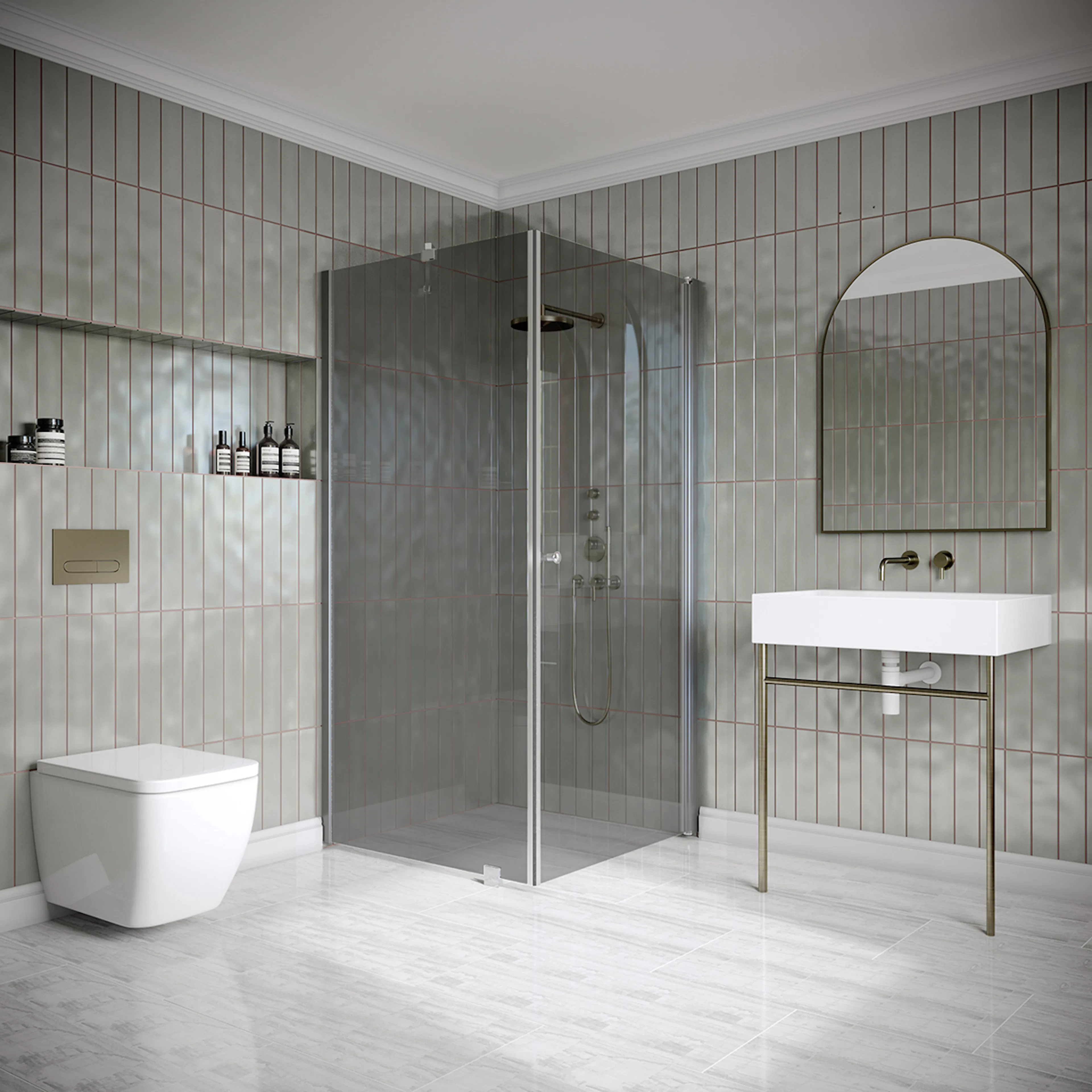 Hietakari Classic 146 902x905x1900 mm, Rökglas, Gråa profiler