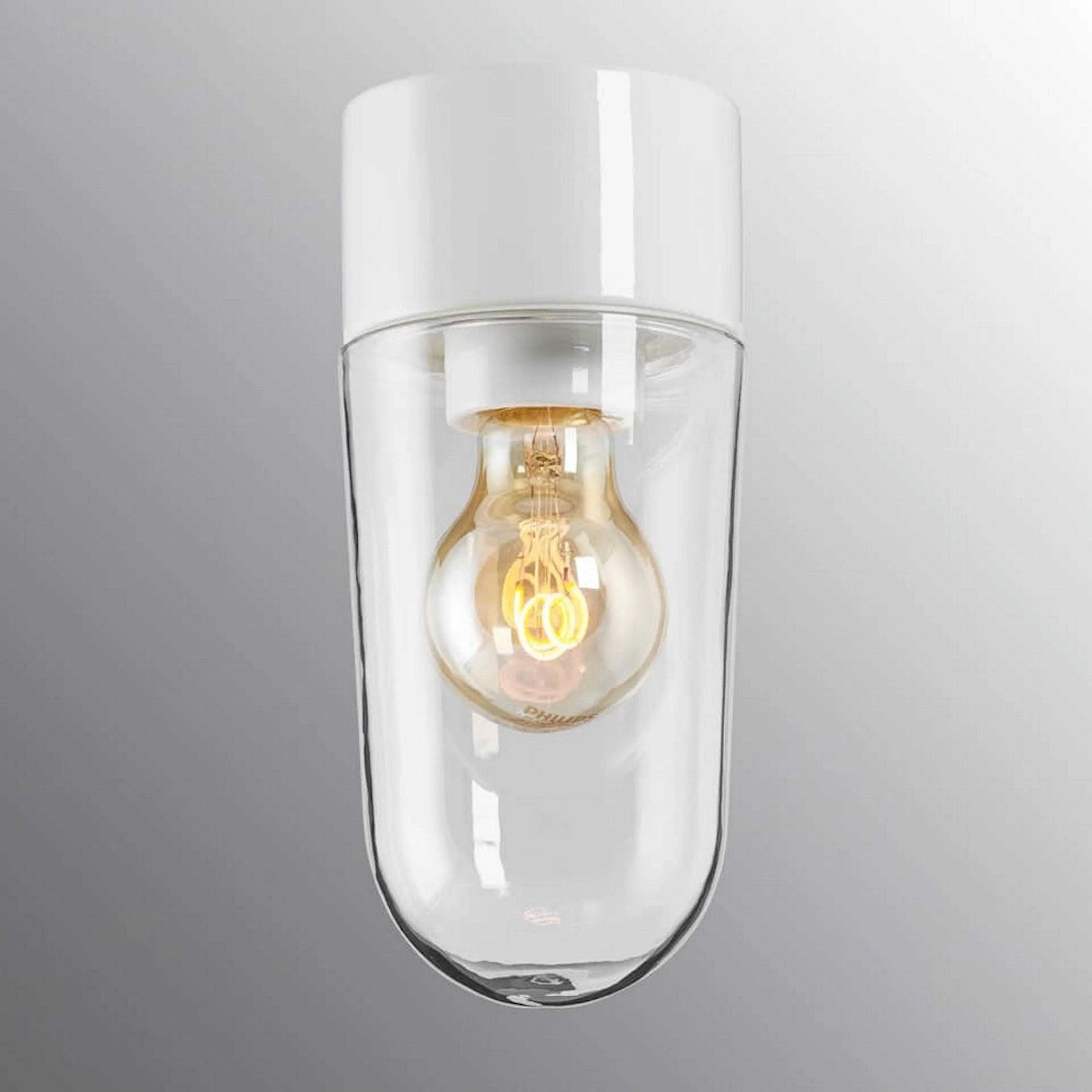 Vägg-/Taklampa Ifö Electric Stallglas Klar IP54 Rak E27