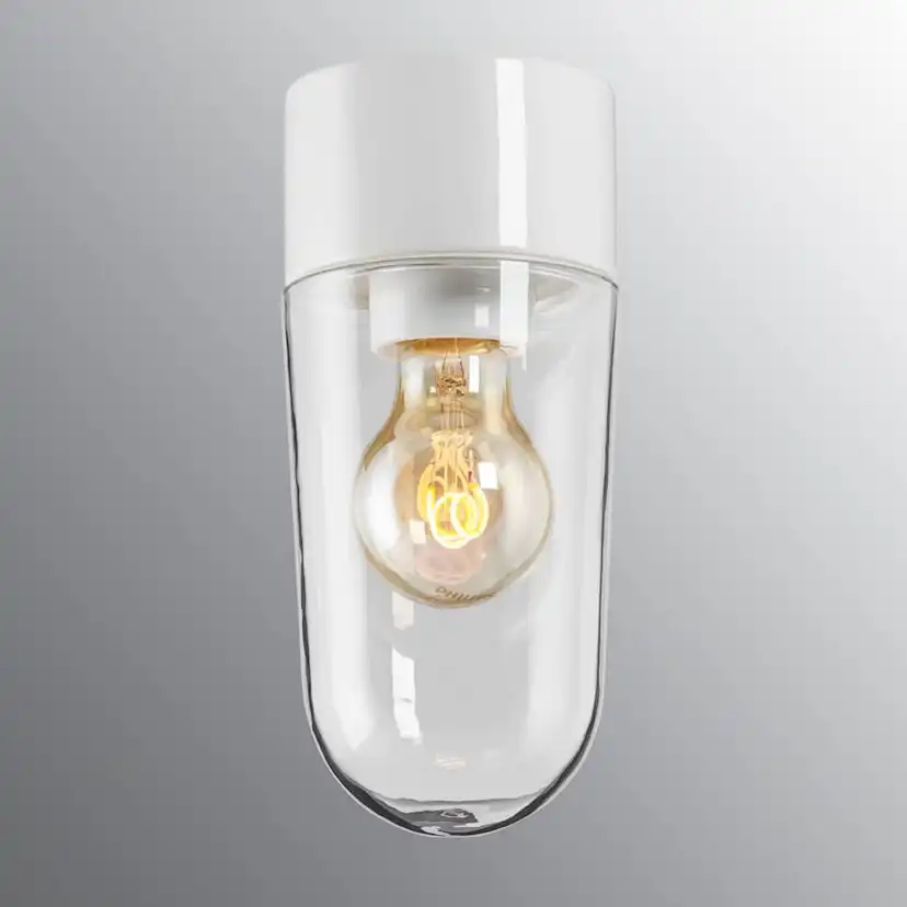 Vägg-/Taklampa Ifö Electric Stallglas Klar IP54 Rak E27