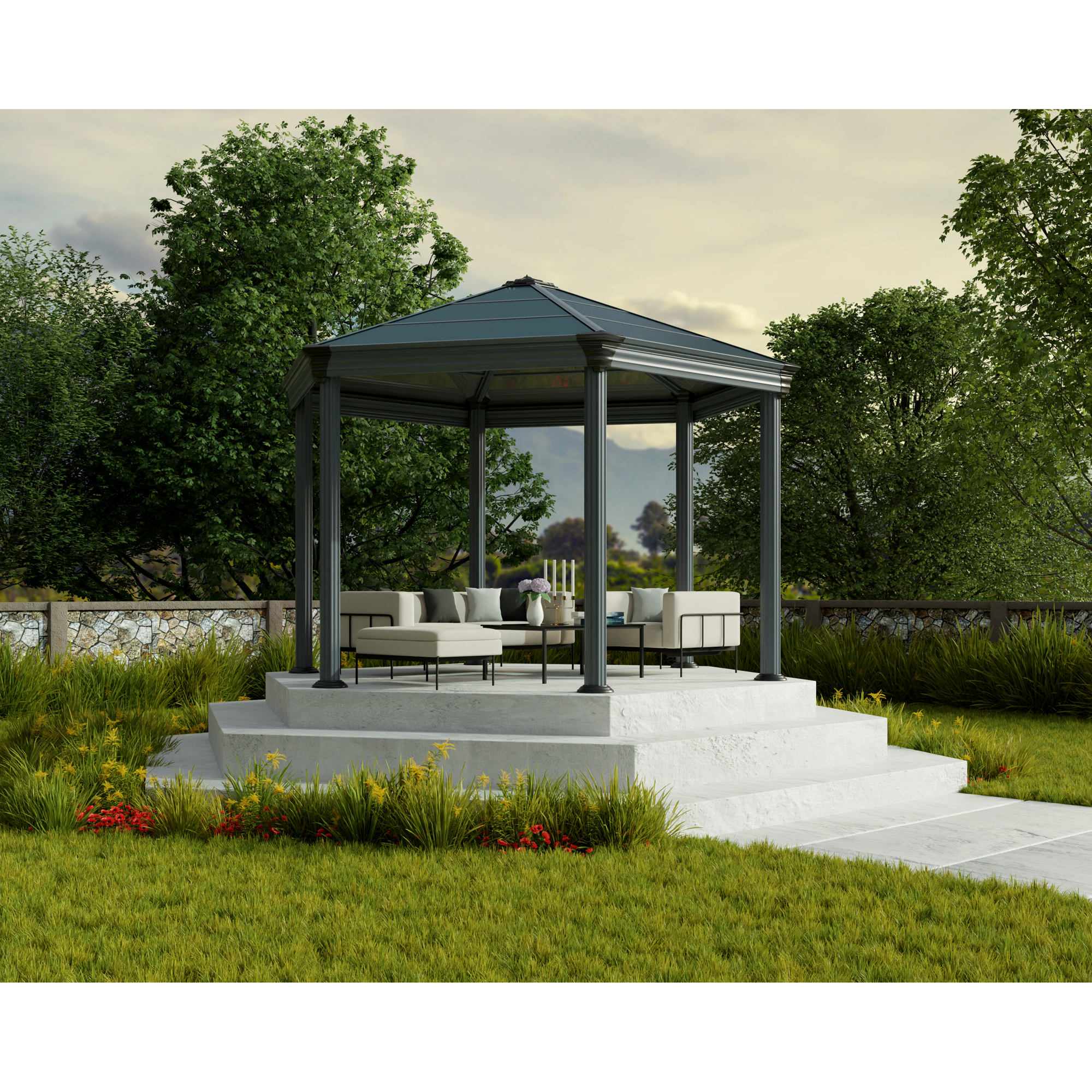 Canopia Roma Hardtop Aluminium Paviljong För Hela Säsongen 3,6 X 4,2 m