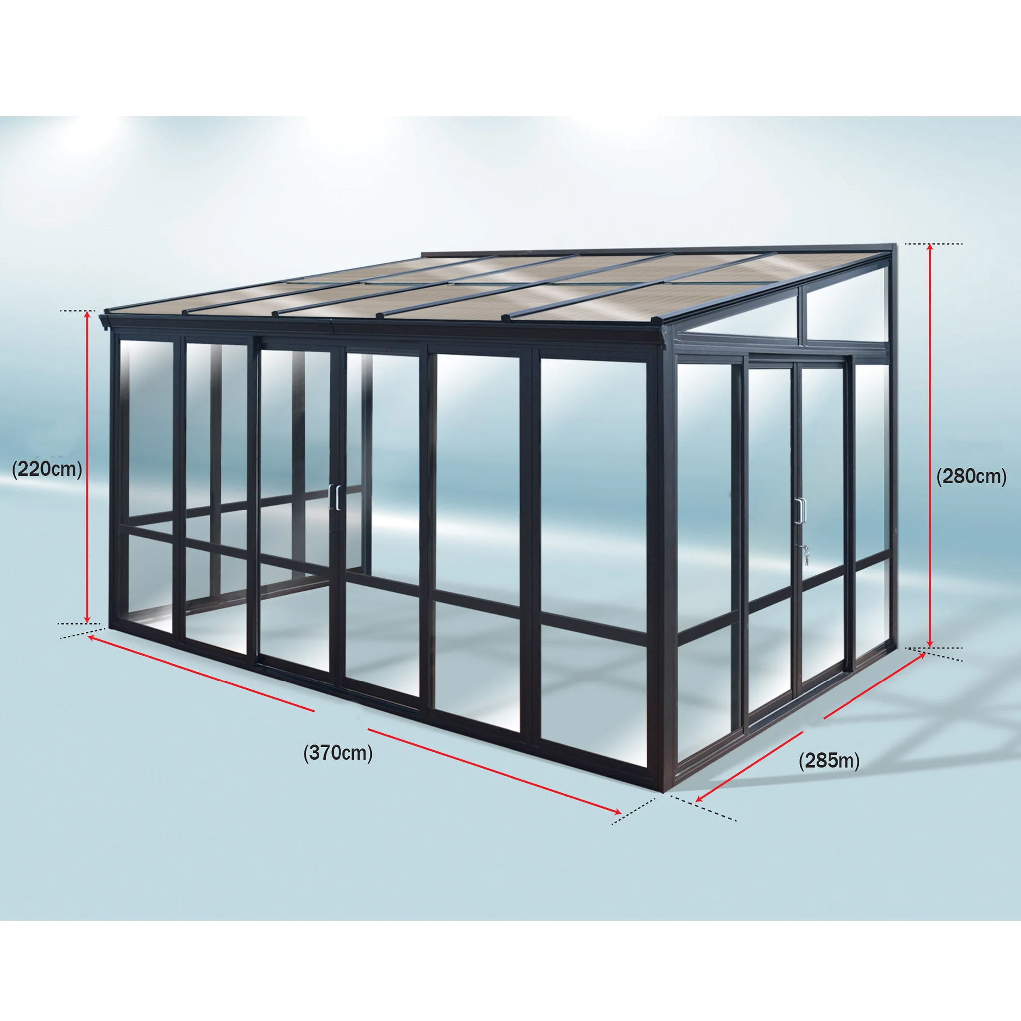Uterum Metalcraft 10,7m² Säkerhetsglas Svart