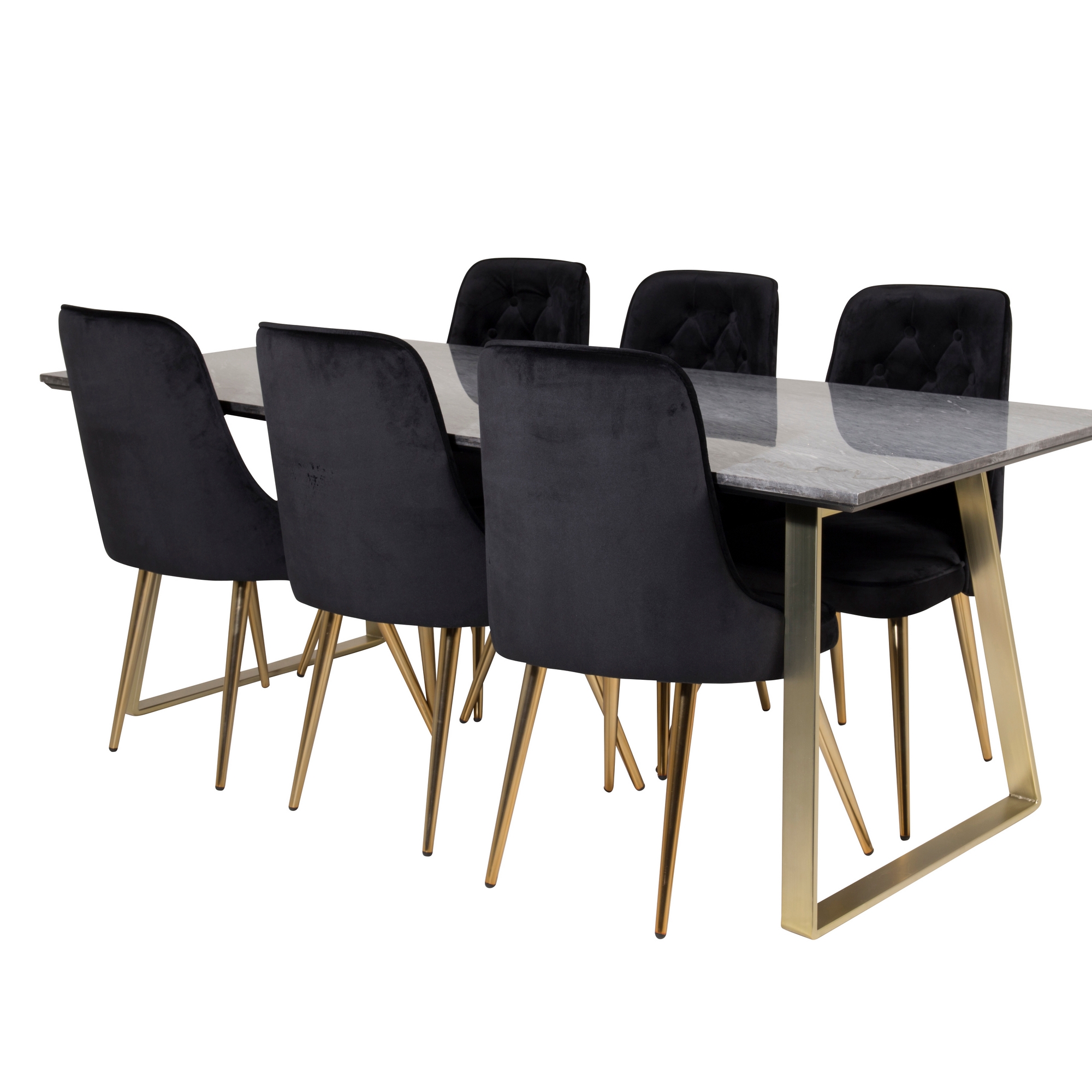 Matgrupp Venture Home Estelle 200 med 6 Vera Stolar Sammet