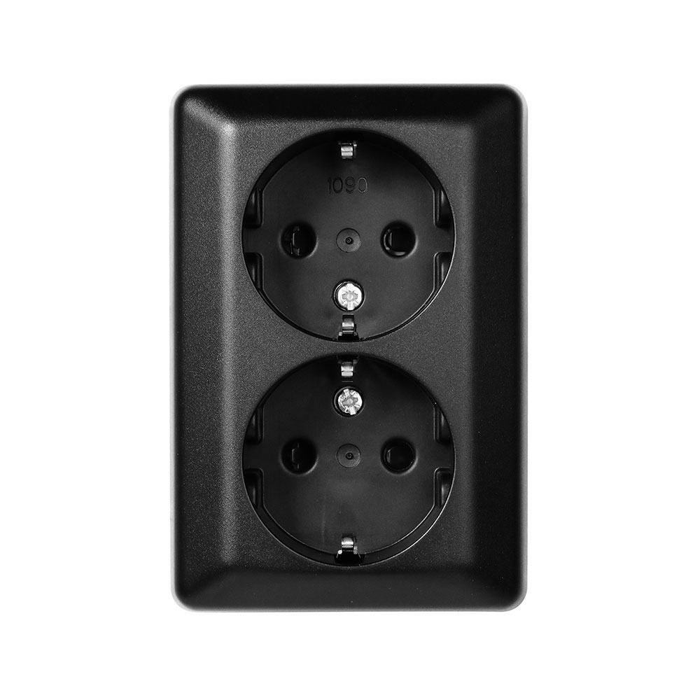 Vägguttag Elko 2-Vägs Utanpåliggande RS Svart