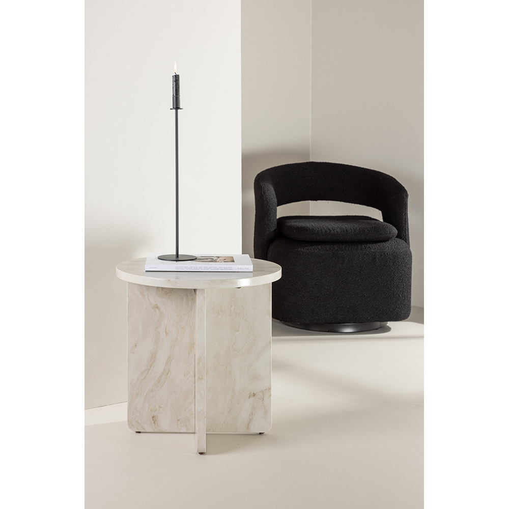 Sidobord Venture Home Ålesund Låg Runt Bord/Piedestal med Marmorlook