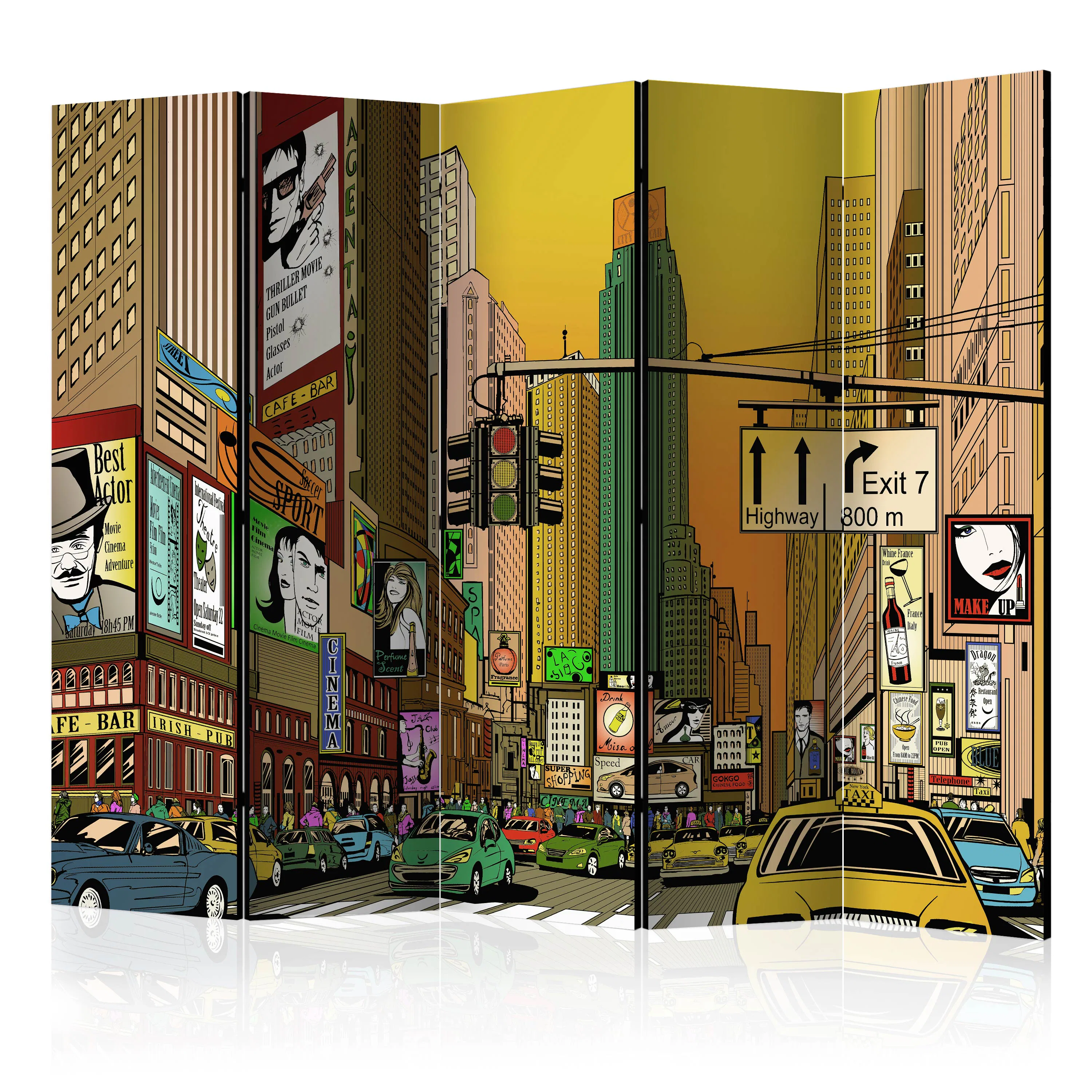 Rumsavdelare Skärmvägg Arkiio Vibrant City NY II 225x172 cm