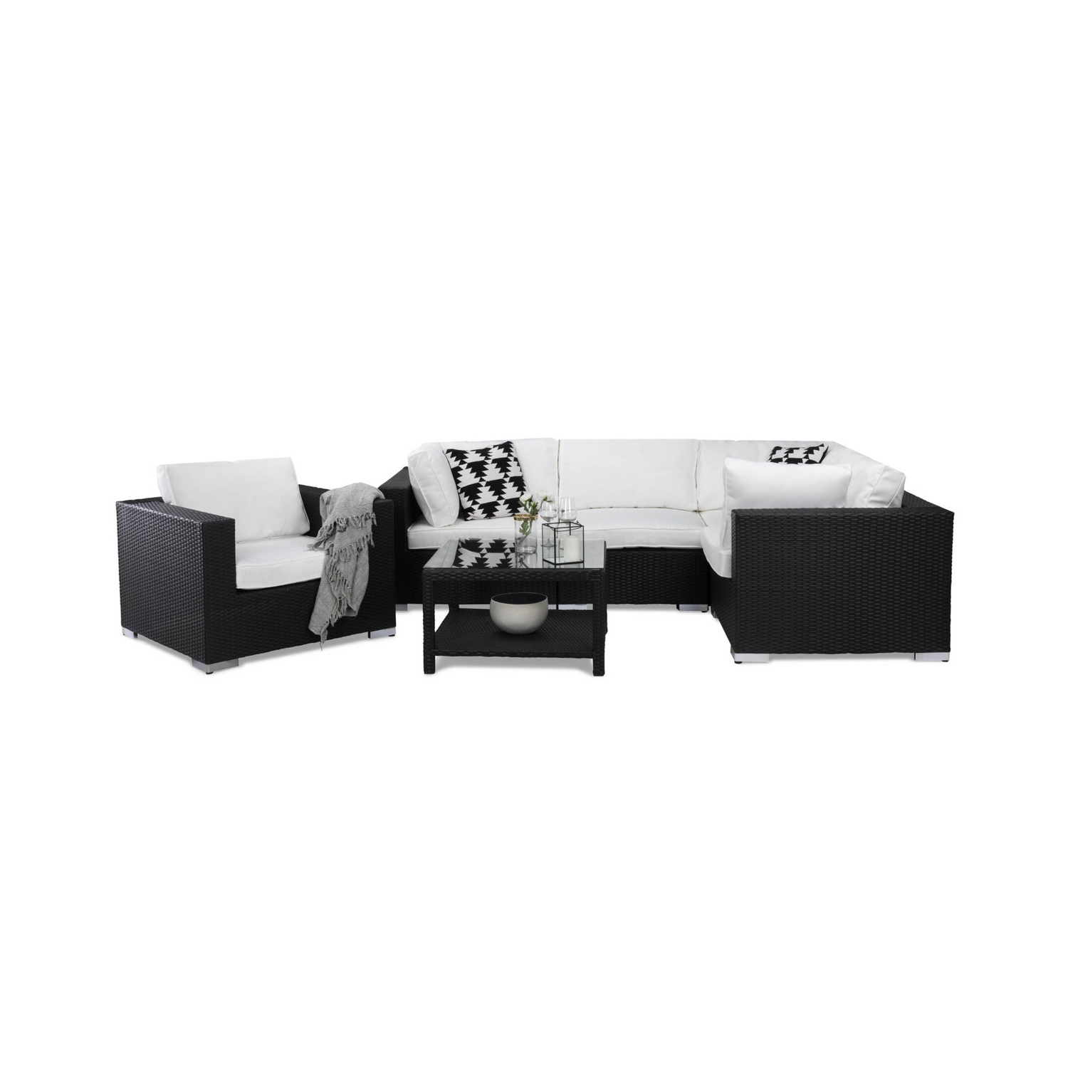 Loungegrupp Comfort Garden Bahamas 5-sits Hörn med Fåtölj och Bord 75x75