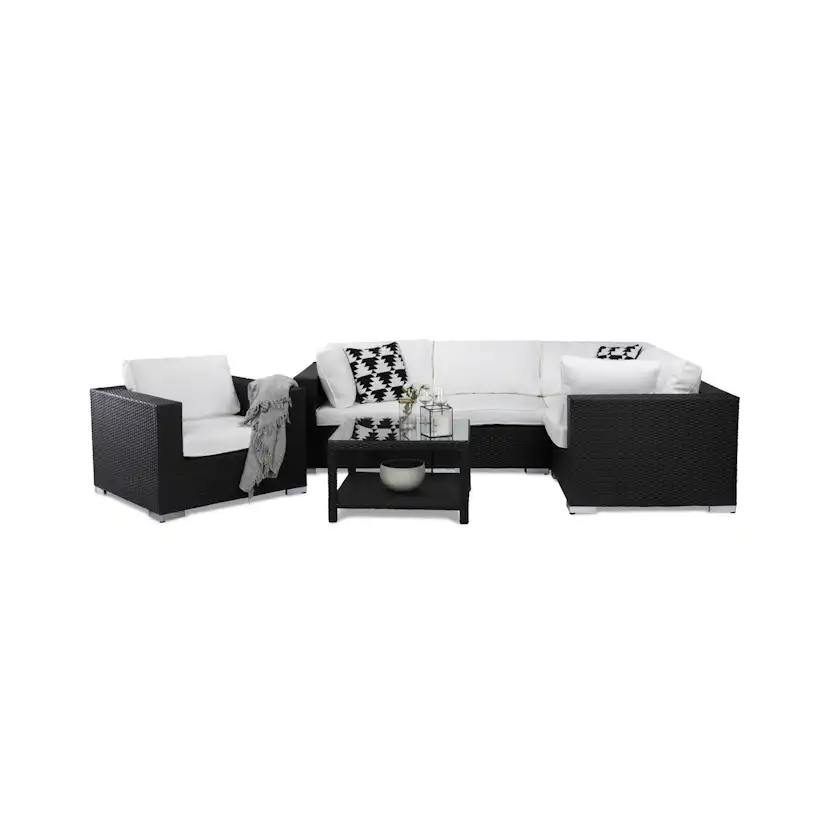 Loungegrupp Comfort Garden Bahamas 5-sits Hörn med Fåtölj och Bord 75x75