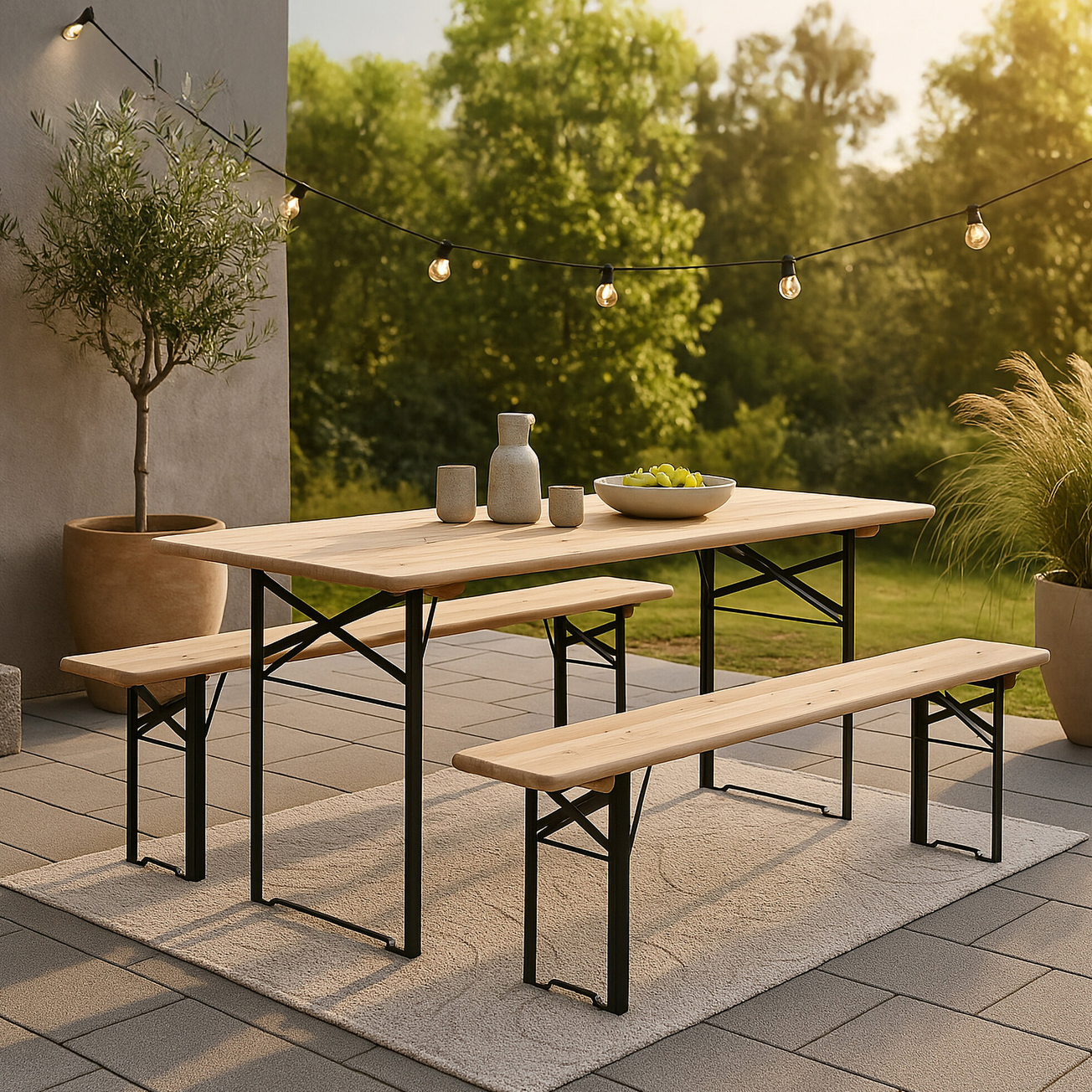 Bänkbord Venture Home Guniess Ihopfällbart Picknickbord med 6 Sittplatser