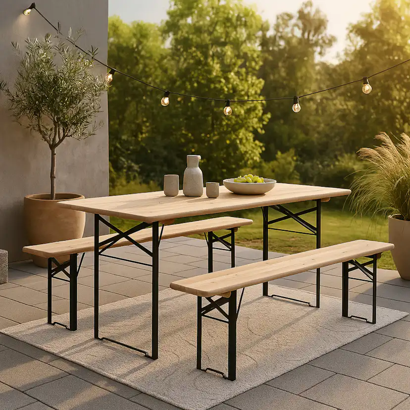Bänkbord Venture Home Guniess Ihopfällbart Picknickbord med 6 Sittplatser