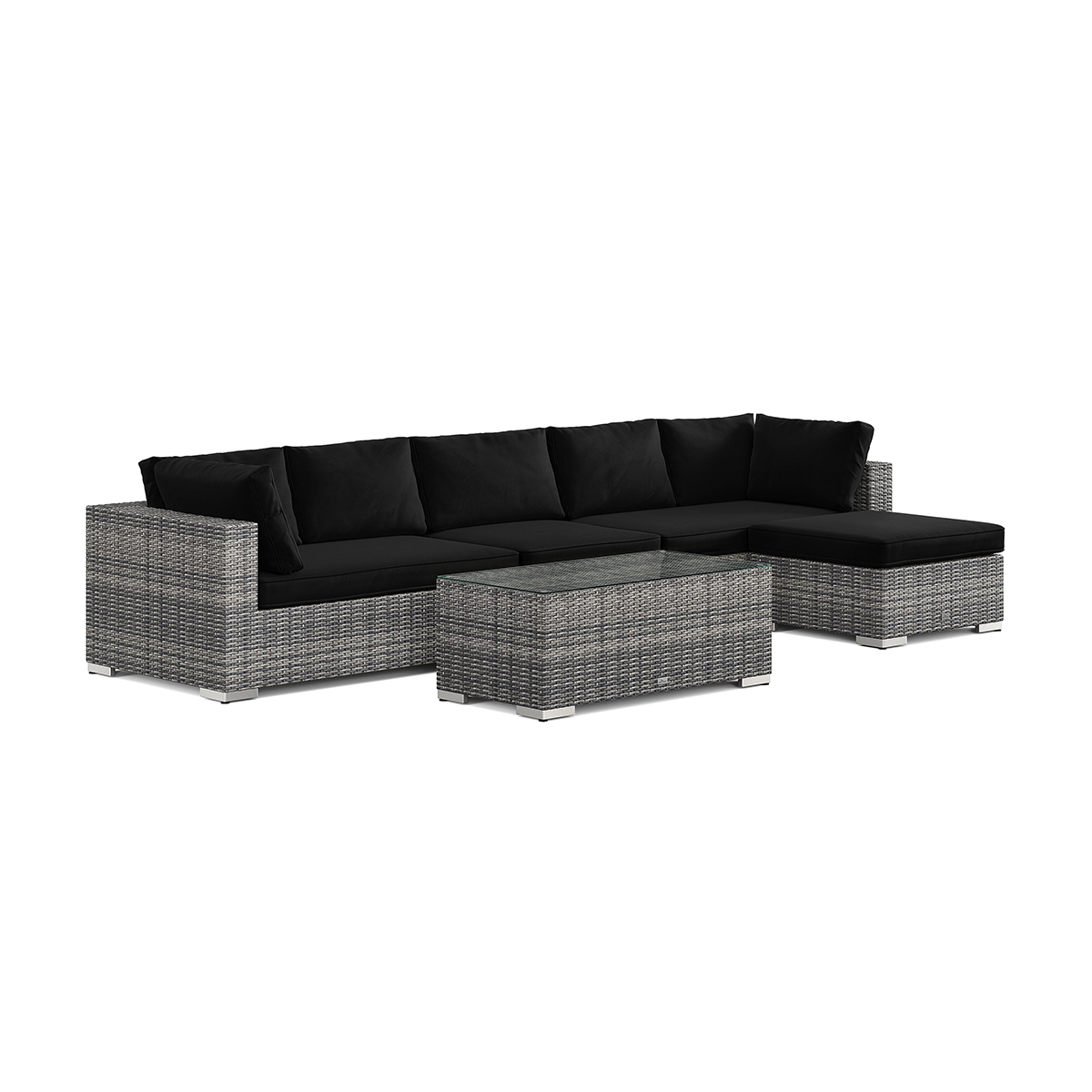Loungegrupp Comfort Garden Bahamas utomhus divansoffa 6-sits med vändbar divan och bord