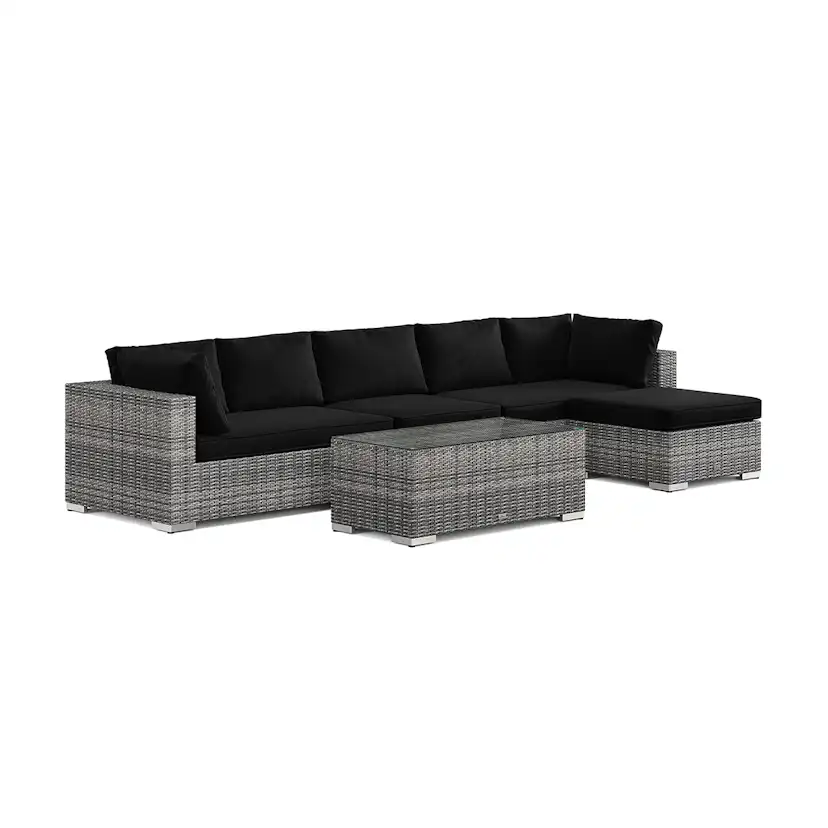 Loungegrupp Comfort Garden Bahamas utomhus divansoffa 6-sits med vändbar divan och bord