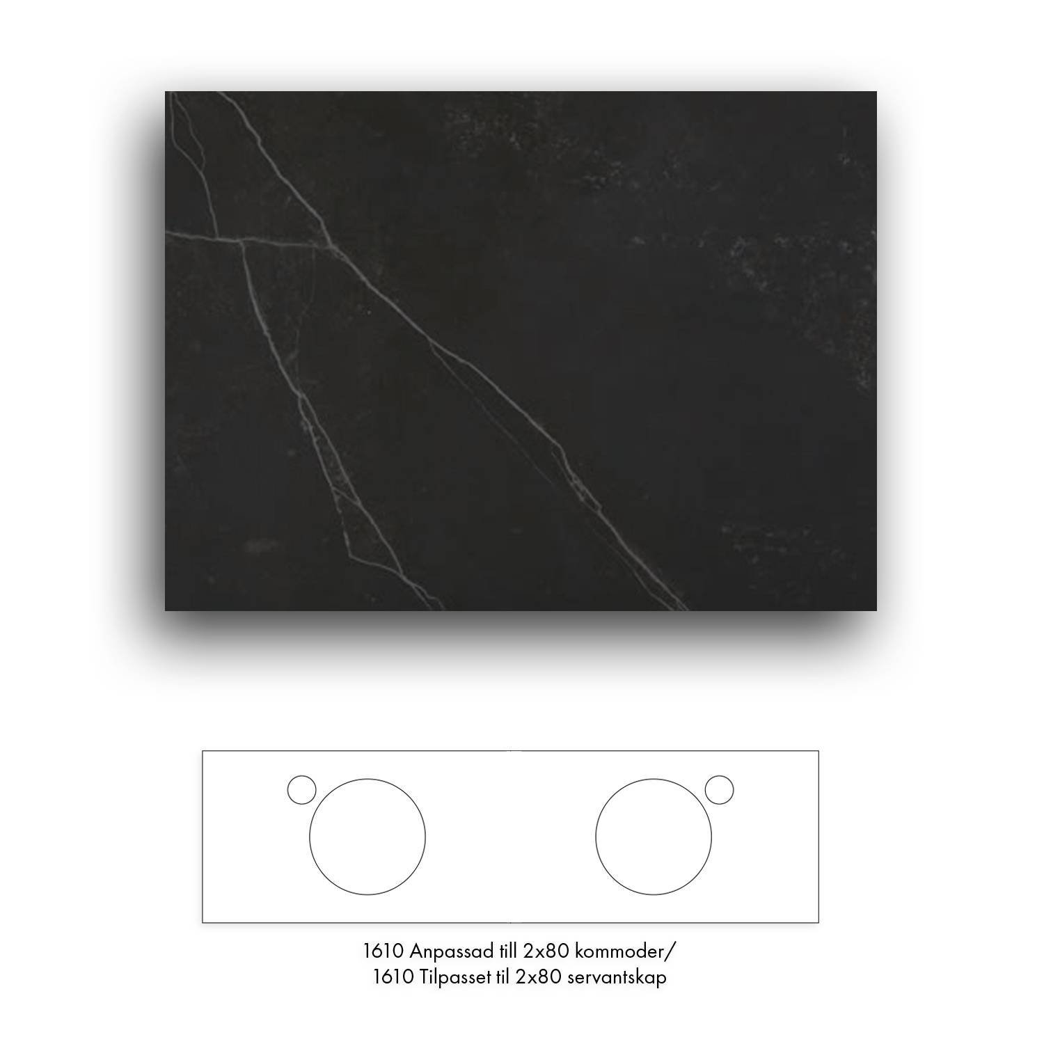 Bänkskiva Macro Design Crown+ Dekton  1610 till Tvättställsskåp Crown