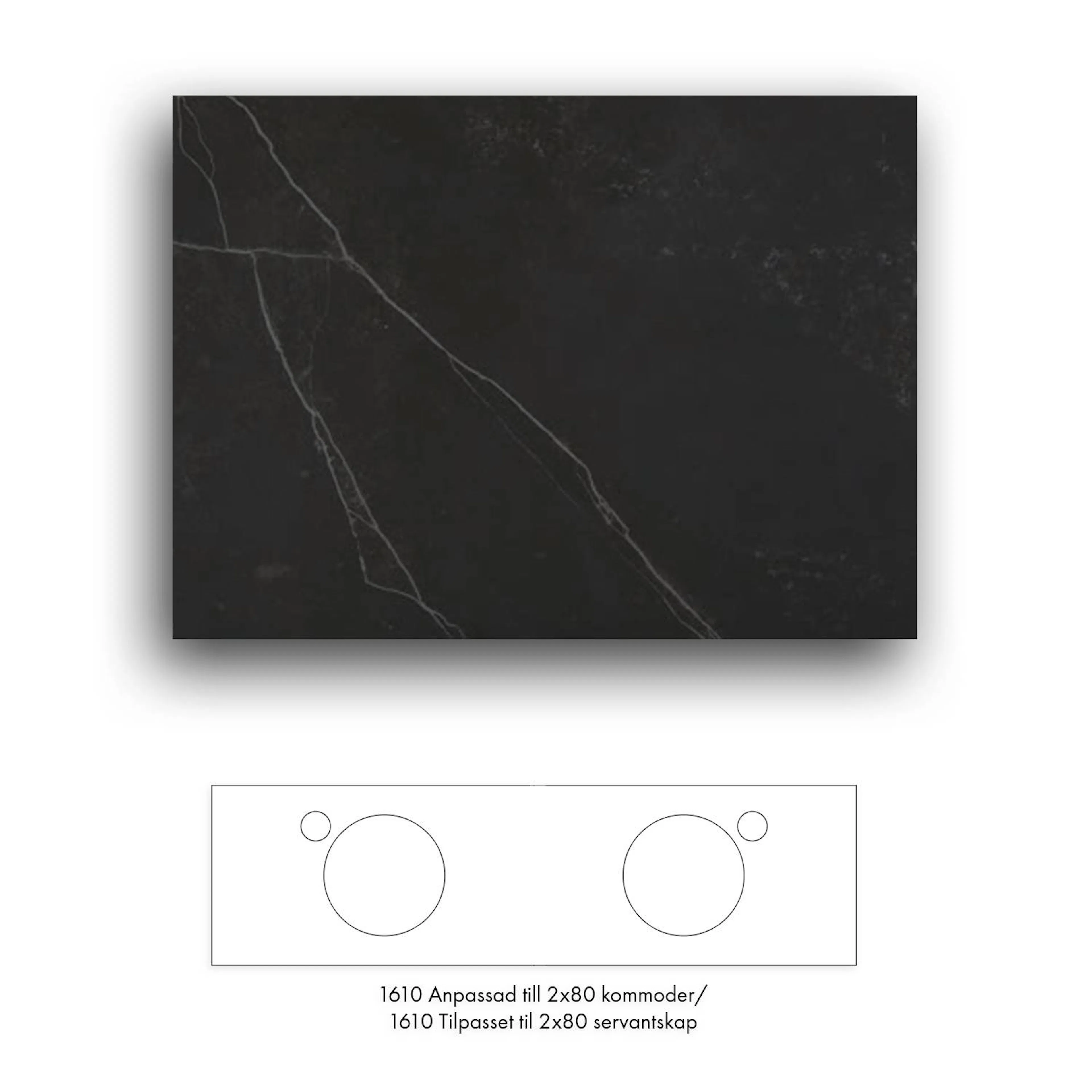 Bänkskiva Macro Design Crown+ Dekton  1610 till Tvättställsskåp Crown