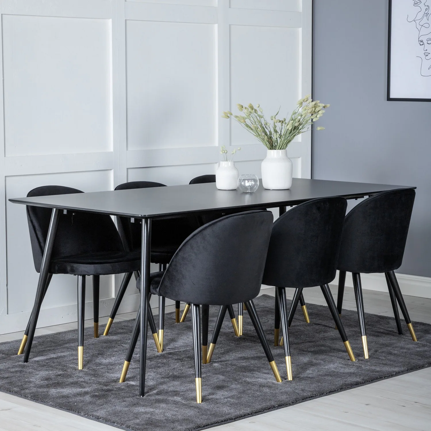 Matgrupp Venture Home Silvia med 6 Valentina Stolar Sammet