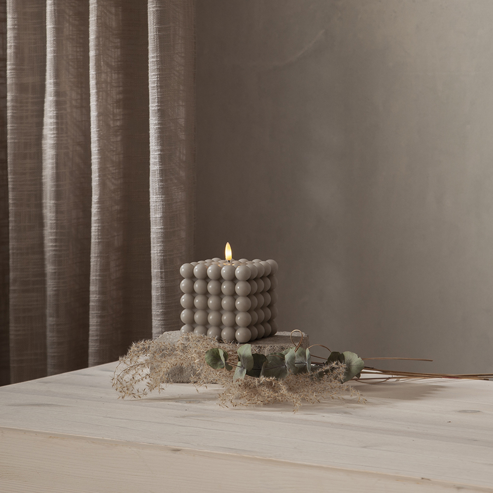 LEDBlockljus Flamme Dot Grå