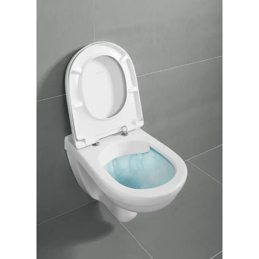 Vägghängd toalett Villeroy & Boch O.novo 5660H101 Vit Alpin, utan Ceramic Plus med Toalettsits, med spolkant