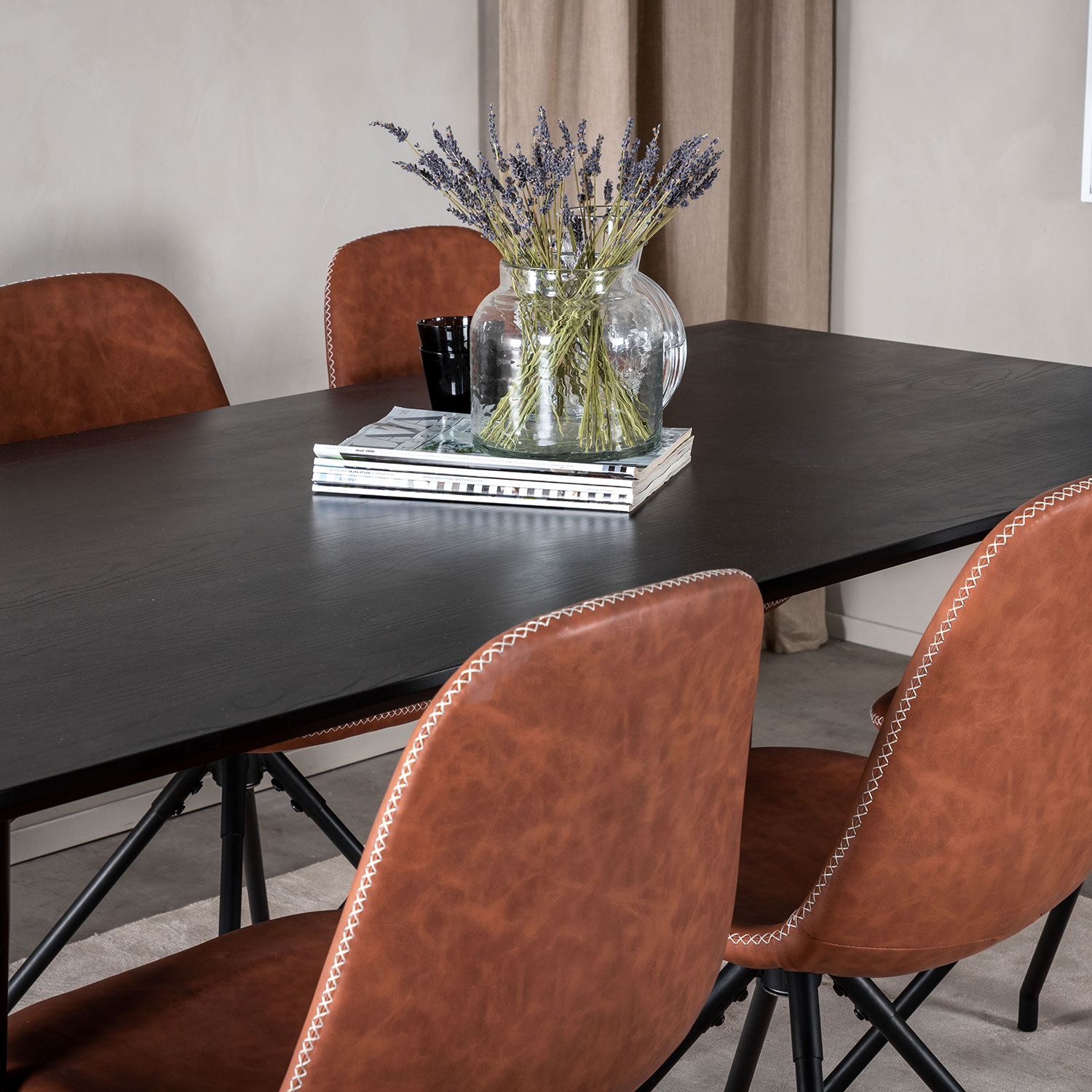 Matgrupp Venture Home Dipp Fyrkantigt Matbord 180 cm & 6 Polar Spin Stolar