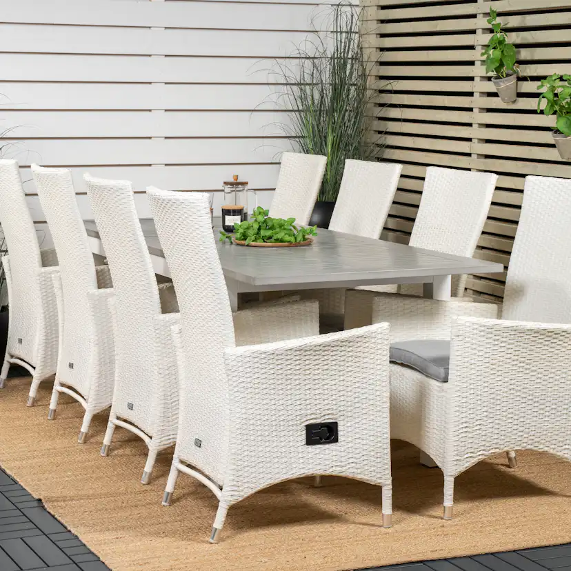 Matgrupp Venture Home Aleyna 160/240 med 8 Pishi Matstolar