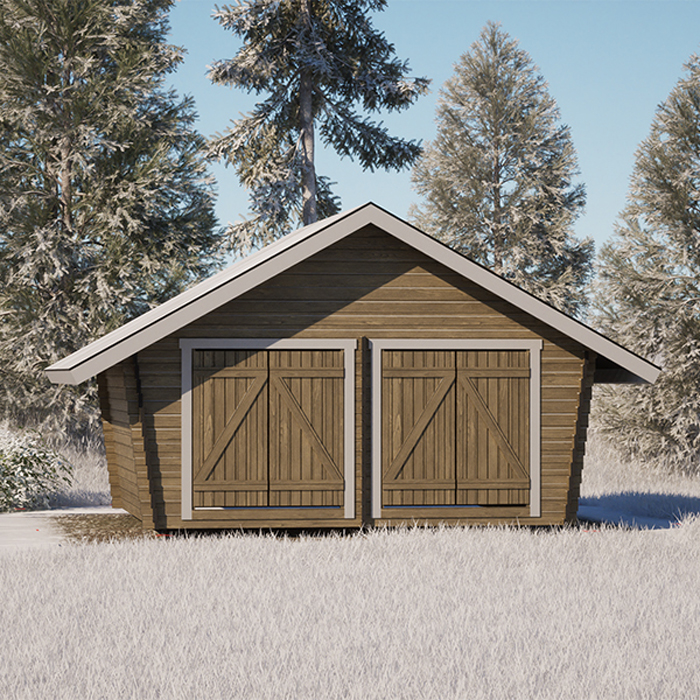 Timmerförråd LP Garden U-L (16m²) Lutande Tät Vägg