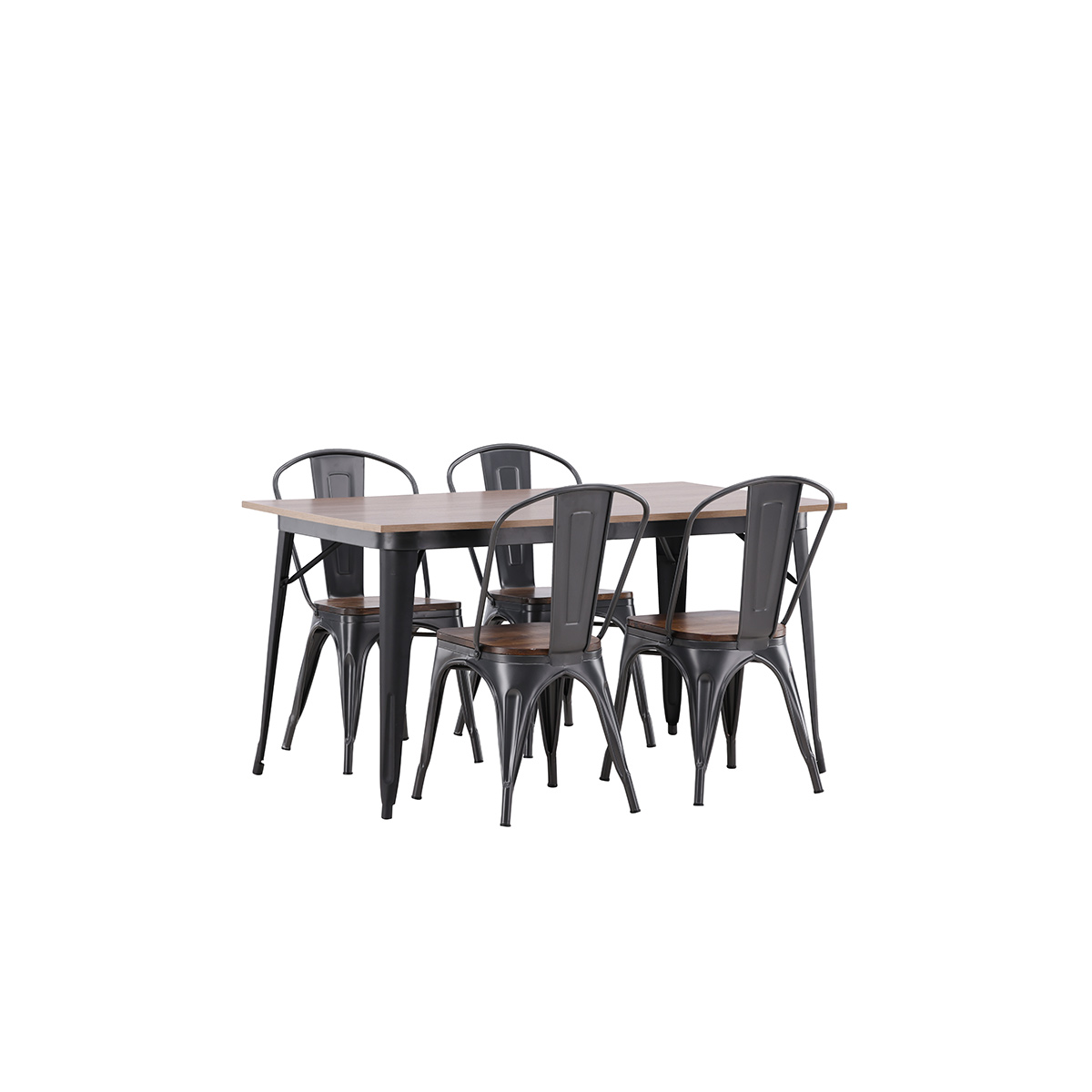 Tempe Dining Table - Black / Walnut MDF +Tempe Dining Chair Mörkgrå/Ek