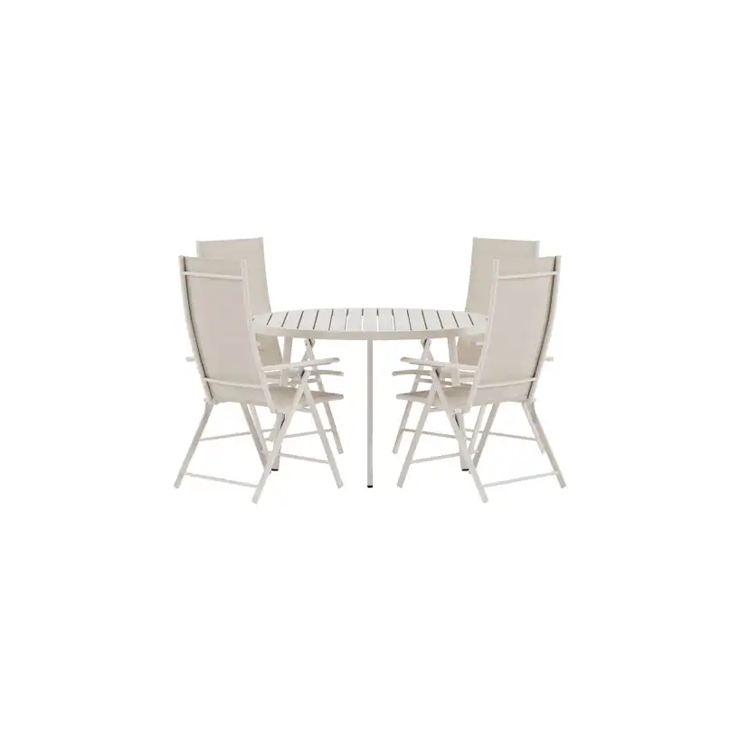 Matgrupp Utomhus Venture Home Giardini Ø120 cm med 4 st Levanzo Trädgårdsstolar