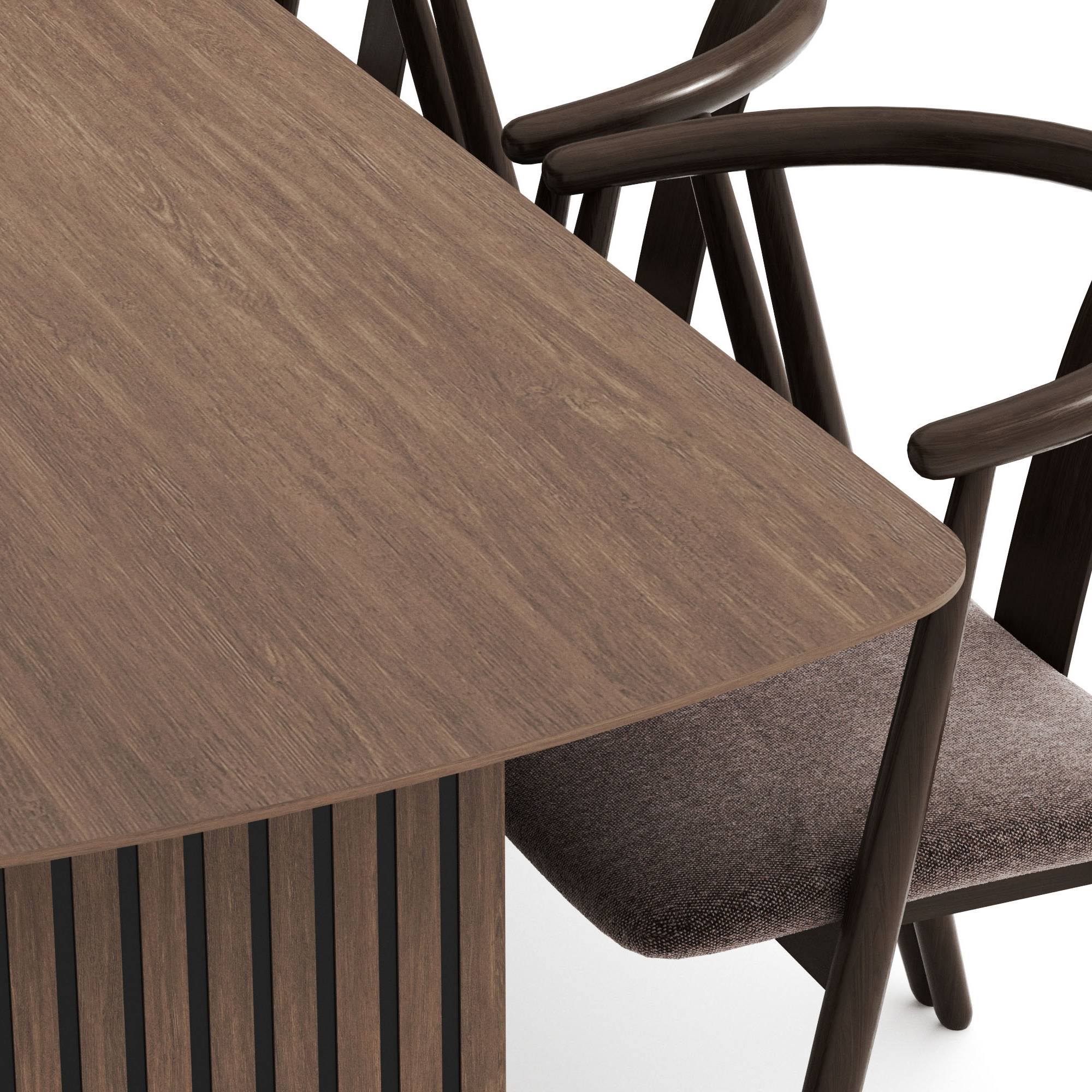 Matgrupp Bark Richeto Rektangulärt Matbord 240 cm med 6 Cytie Karmstol