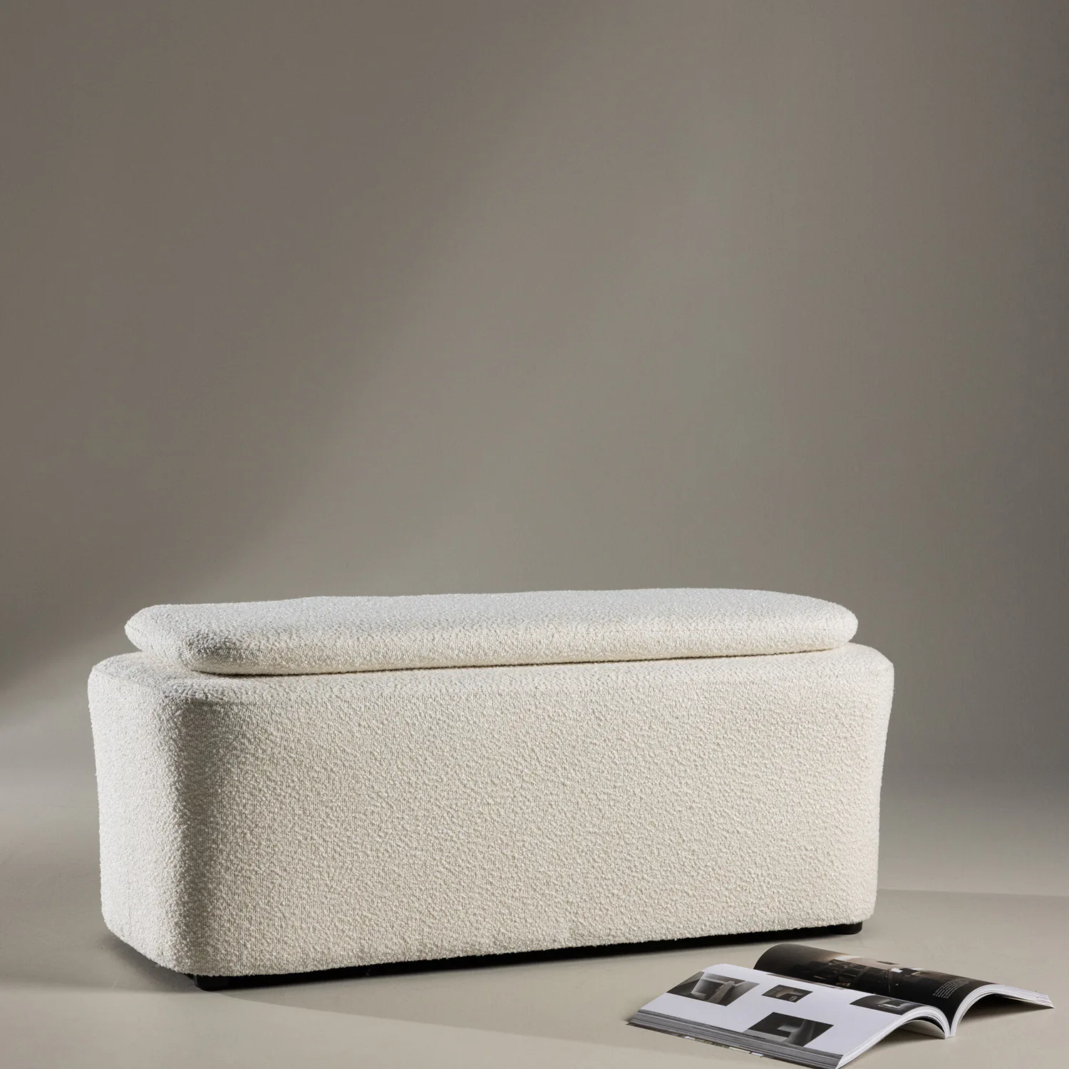 Laurel Ottoman - White boucle / Vit
