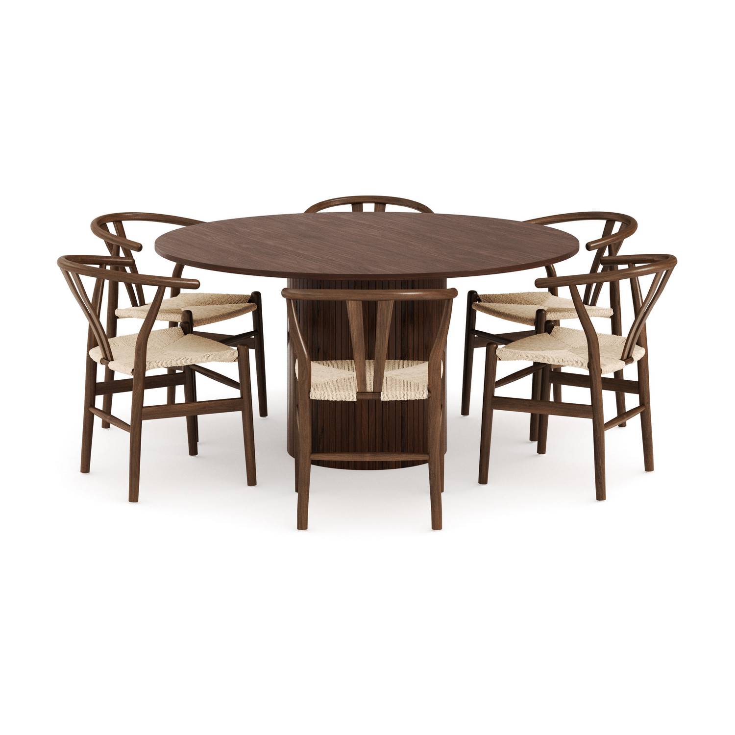 Matgrupp Bark Kopparbo Runt Matbord 150 cm med 6Dastoori V Matstol