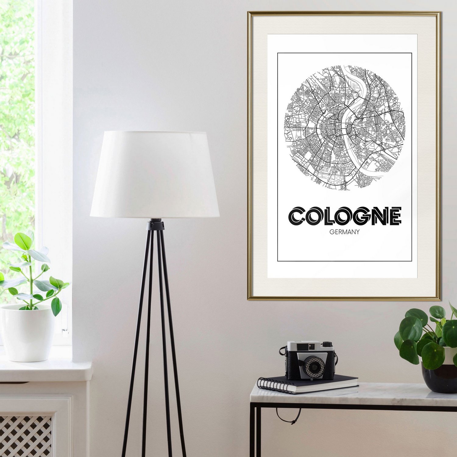 Affisch - Retro Cologne [Poster] 20x30 Guld ram med passepartout, 20x30 cm