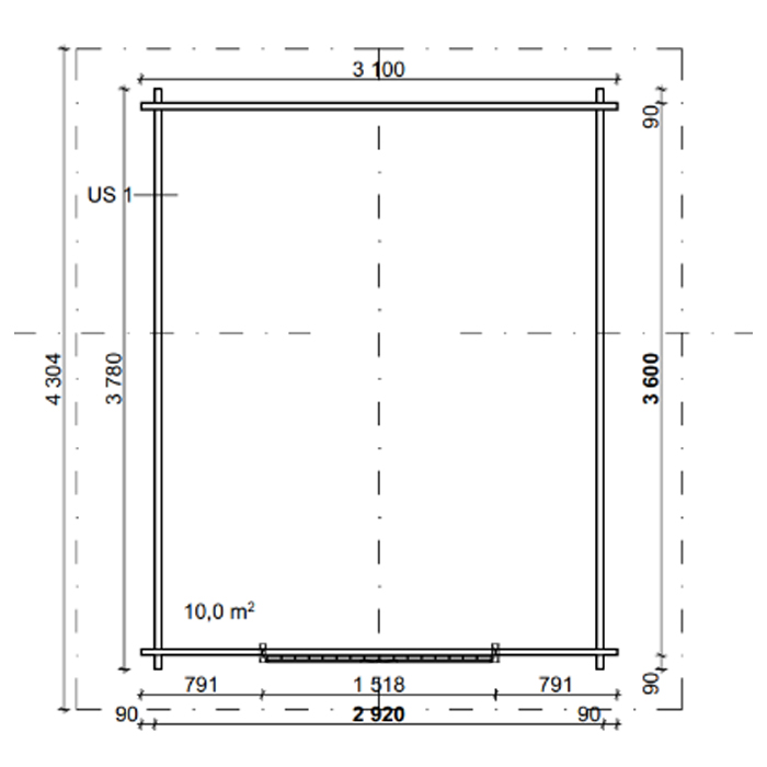 Timmerförråd LP Garden S-M (10m²) Rak Vägg