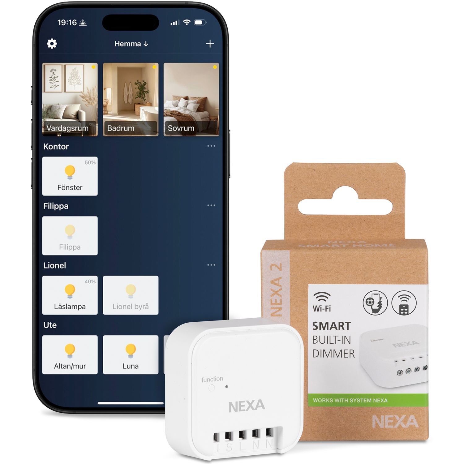 Smart Inbyggnadsmottagare Dimmer Nexa WBD-01 WiFi