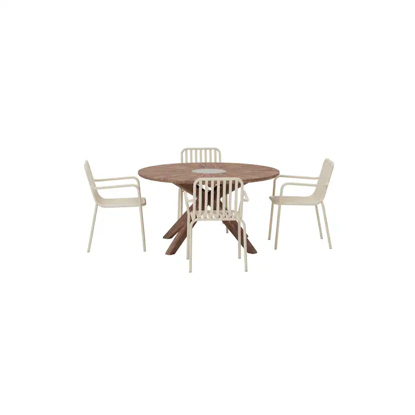 Matgrupp Utomhus Venture Home Rosario Ø140 cm med 4 st Peking Trädgårdsstolar