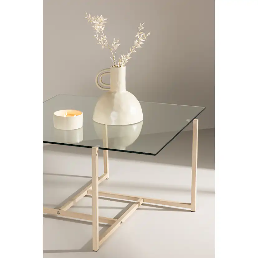 Hybrid Sofa Table 80x80 cm - Glass/Nature / Transparent